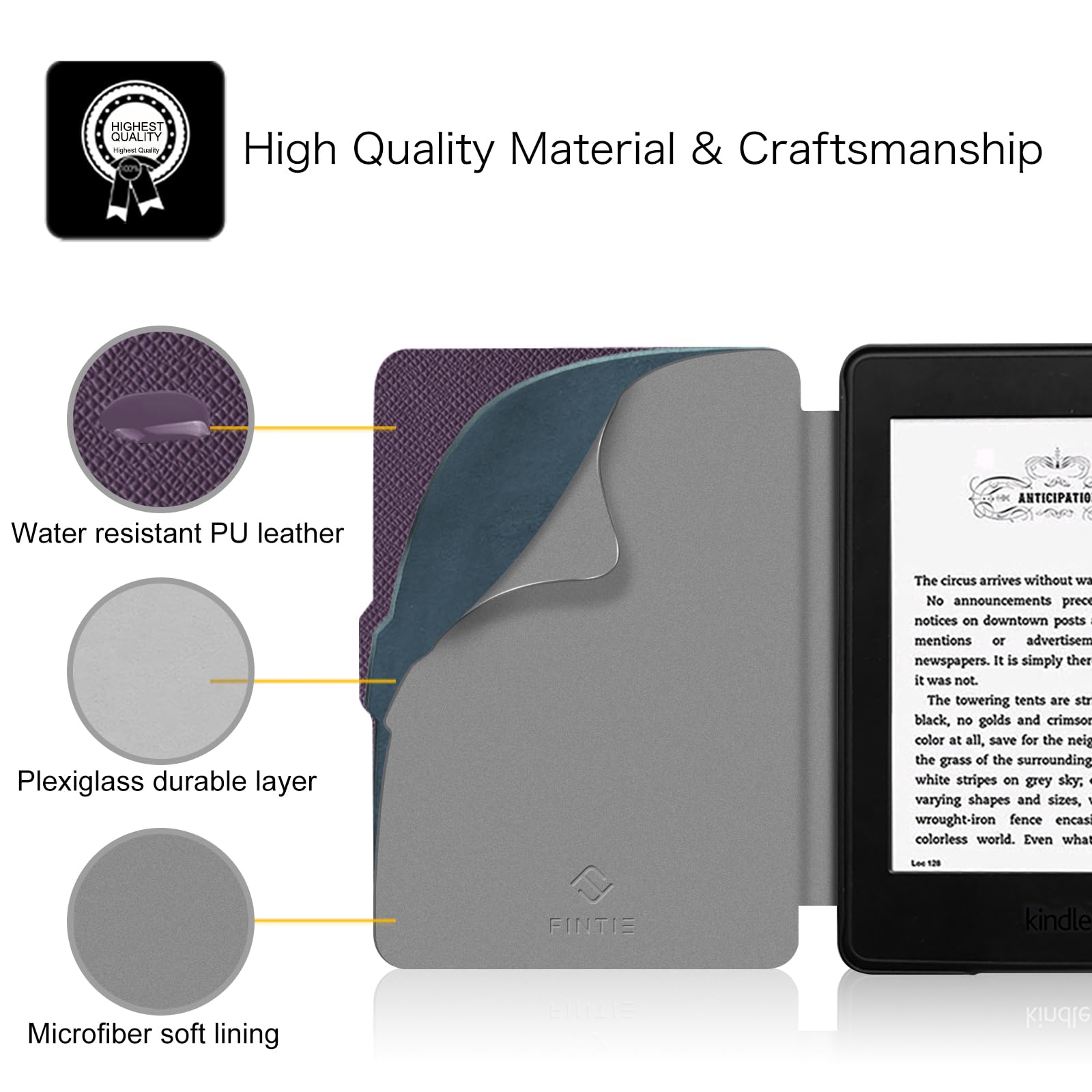 FINTIE Custodia per Kindle Paperwhite 6" 2012-2017 Modello EY21 DP75SDI, Cover Sottile Leggero con Auto Sveglia/Sonno, Viola