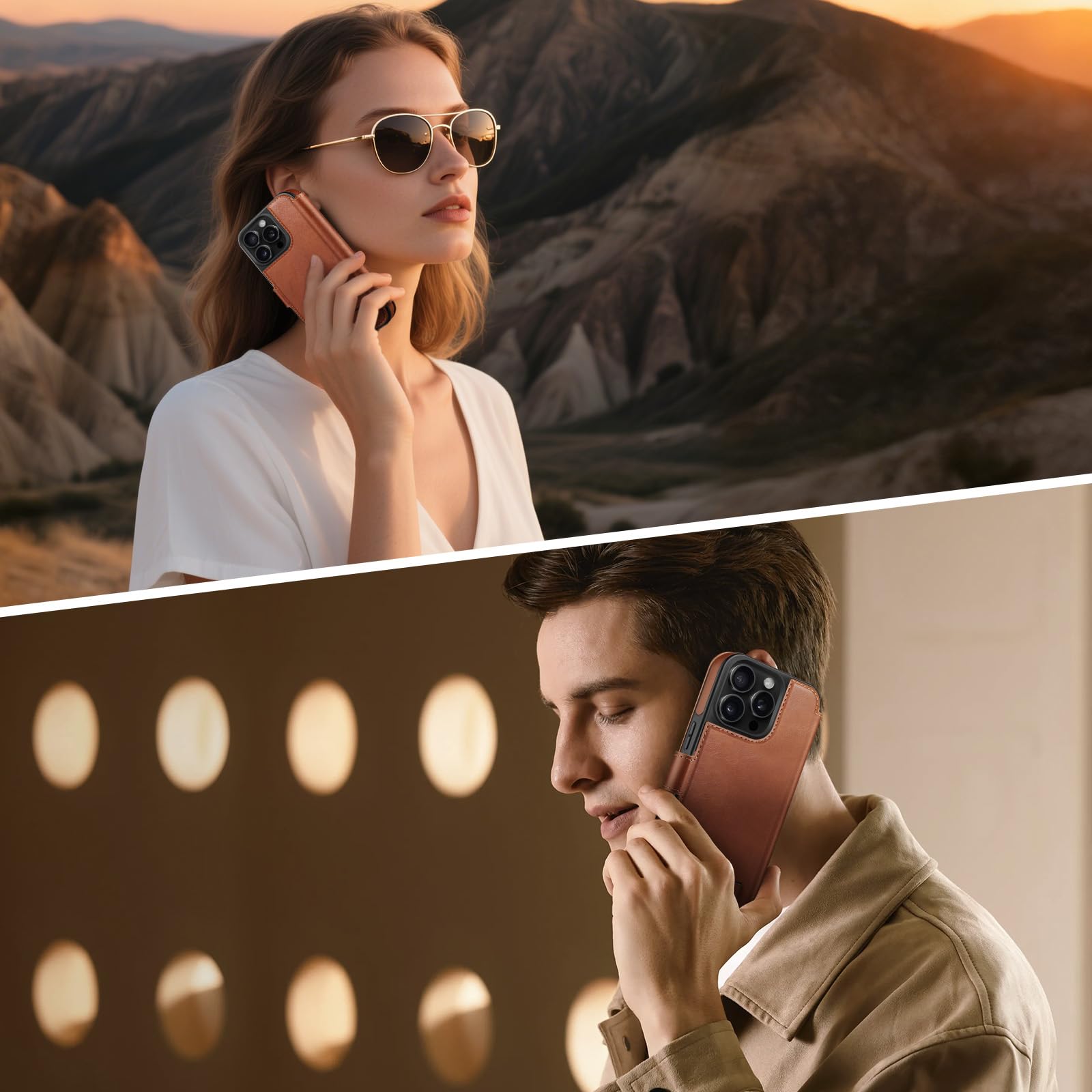Funda tipo cartera para iPhone 13 Pro de 6.1 pulgadas, soporte invisible integrado, carga inalámbrica, 3 ranuras para tarjetas y bloqueo RFID, piel sintética, funda protectora para mujeres y
