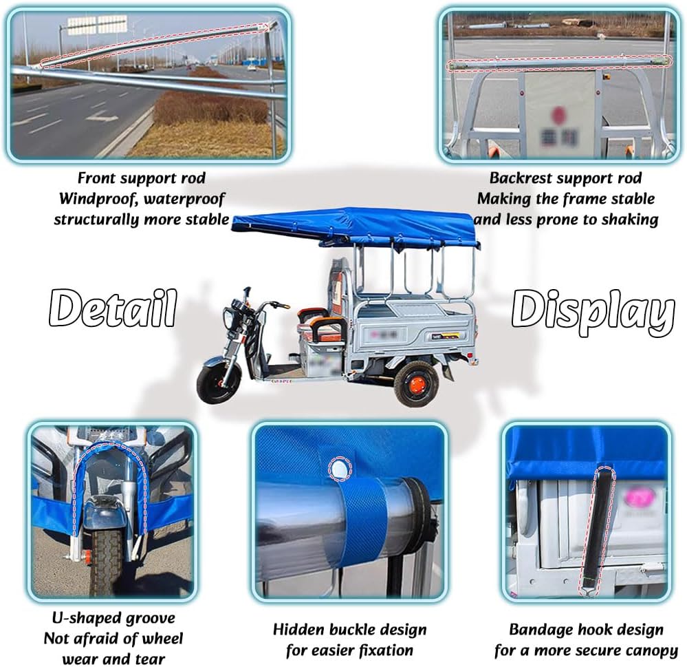 Electric Cargo Tricycle Canopy,Adult Electric Tricycle Cover,Electric Trike Awning,3 Wheel Motorcycle Cargo Trike Tarpaulin Suitable for All Seasons (Green, 59.1 * 39.4in)