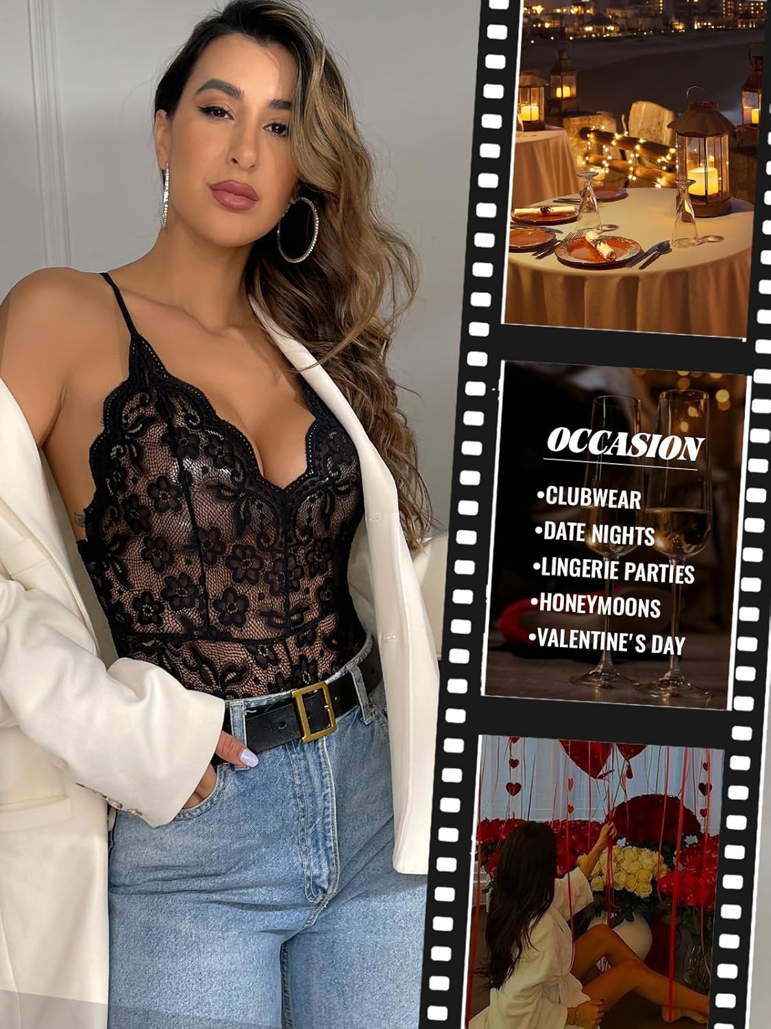 Body Mujer Sexy Ropa de encaje femenina sin espalda mini Teddy V collar ropa int - foto 5