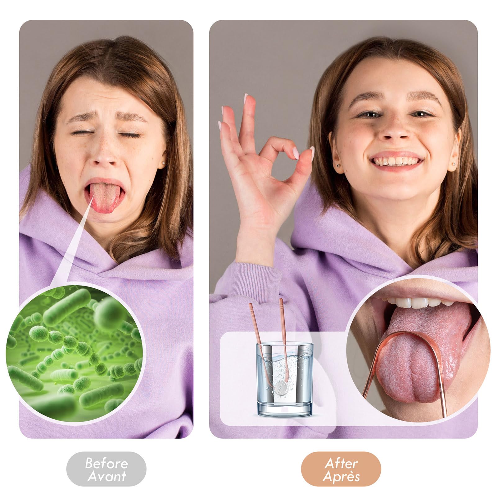 Raspador de lengua de 2 unidades, 100% acero inoxidable para adultos, raspador de lengua fácil de usar con estuche, limpieza de la lengua y reducir el mal aliento para el cuidado bucal 6