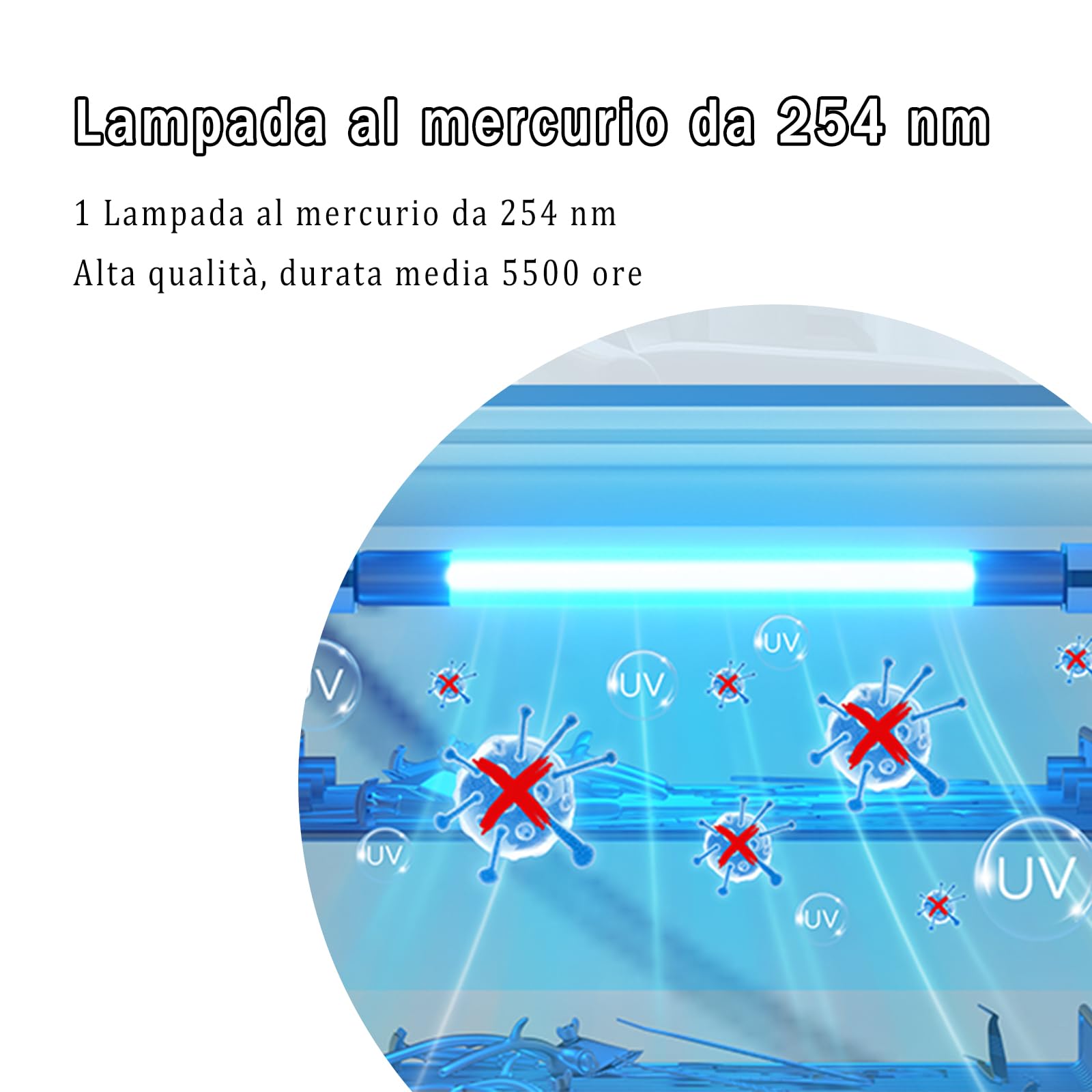 Sterilizzatore UV con timer, grande capacità, display digitale, disinfezione UV, bianco