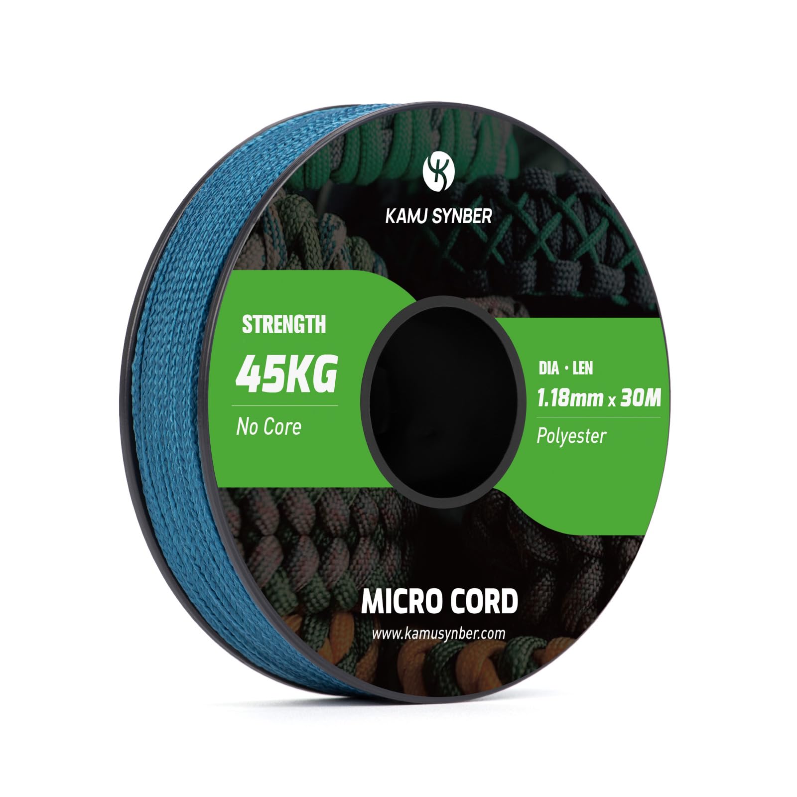 Kamu Synber Micro Cord 1.18mm Paracord Braided Rope 30m Spool for Bracelet, Crafting, Jewelry Making, Key Chains | Support 45kg | Teal