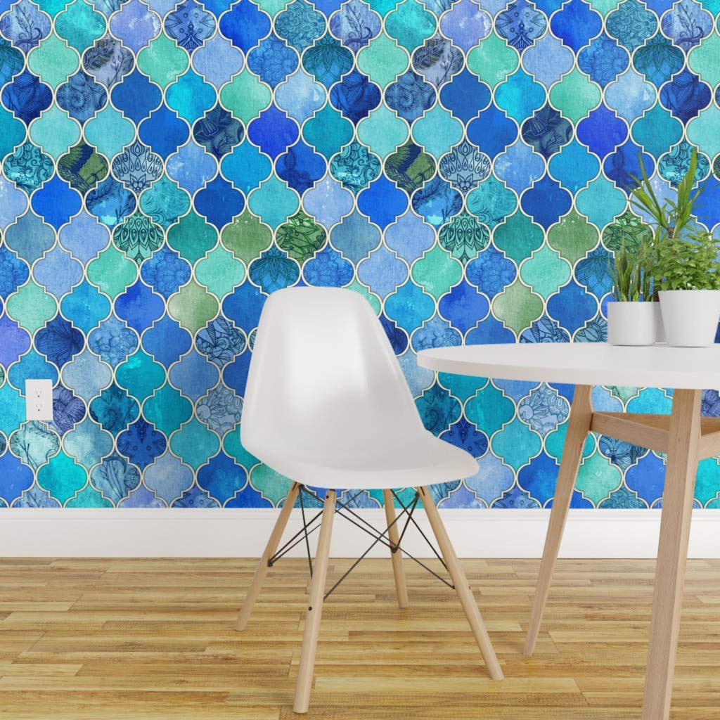 Buy Removable WaterActivated Wallpaper Blue Moroccan Cobalt