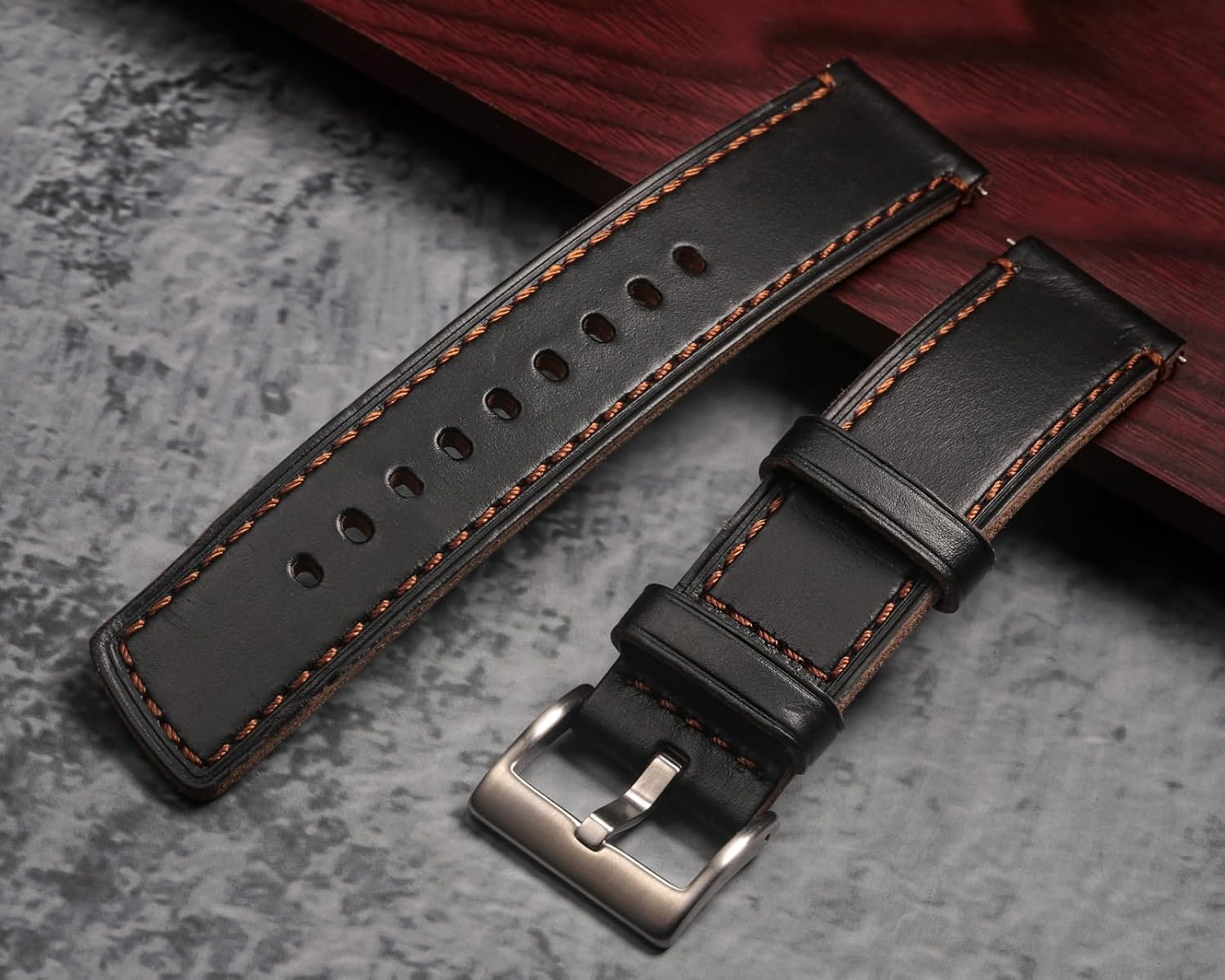 Compatible with Samsung Galaxy Watch Ultra Bands (2025/2024),Vintage Horween Leather Wristband Replacement Strap for Galaxy Watch 7 Ultra Band 47mm/Watch 8 Ultra Men Women
