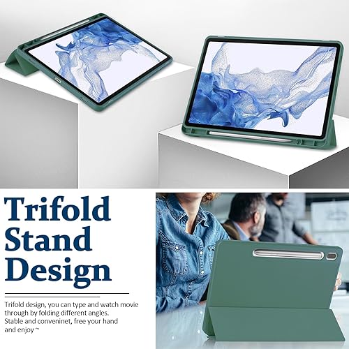 Miniatura 6 de Miimall Funda compatible con Samsung Galaxy Tab S9 Tablet 2023, cuero delgado + diseño plegable Protector completo trasero de TPU Encendidoapagado