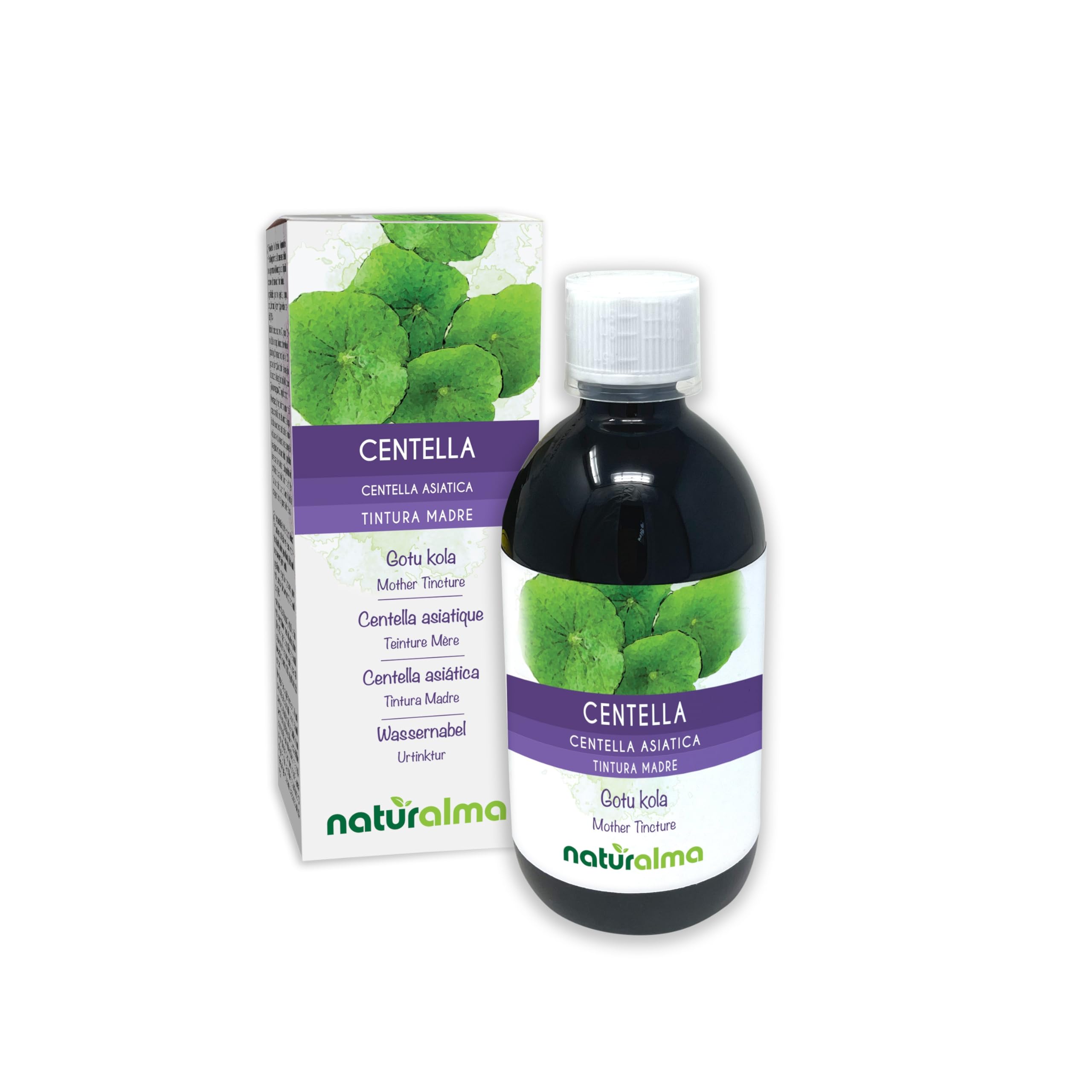 Centella asiatique (Centella asiatica) herbe Teinture Mère sans alcool Naturalma - Extrait liquide gouttes 500 ml - Complément alimentaire - Végétalien ou végan