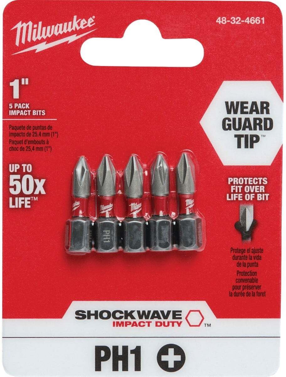 Milwaukee Accessory 48-32-4661 Shockwave Phillips Insert Bit Pk 5