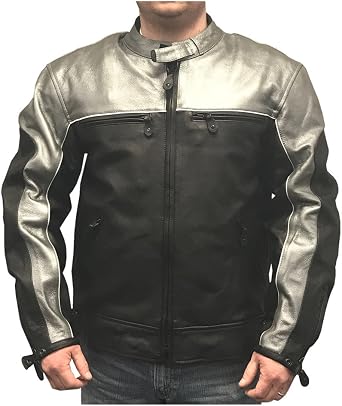 Redline Mens Racing Body Armor Premium Jacket, Two-Tone Cow Leather M-RBR
