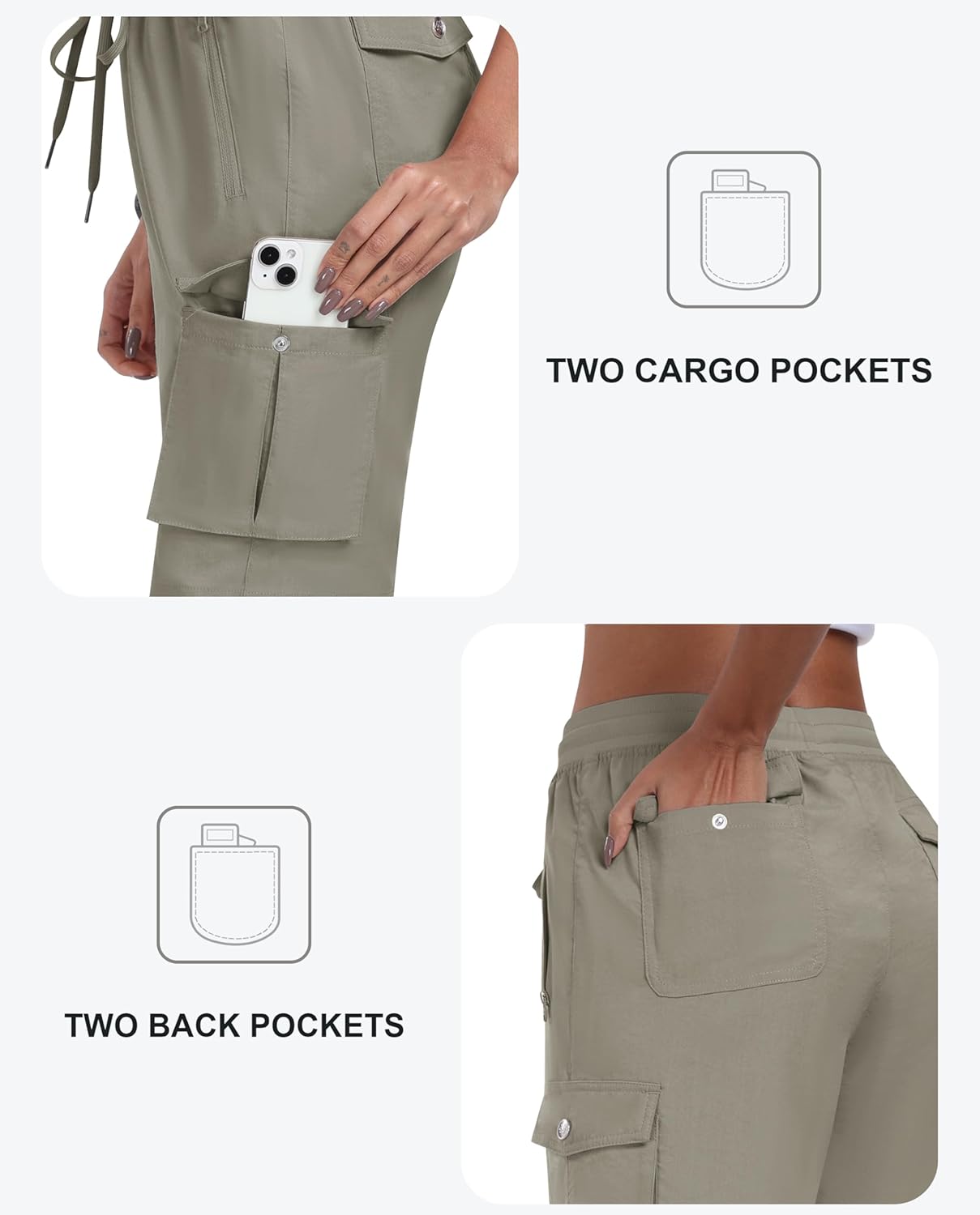 MoFiz Women's Cargo Shorts Quick Dry Athletic Shorts Lightweight Running Summer Hiking Shorts with Pockets - Image 5