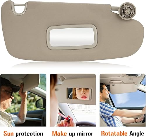 Miniatura 3 de Visera solar izquierda y derecha para Dodge Ram 1500 2500 3500 2002-2009, lado del conductor y del pasajero, repuesto de parasol gris beige