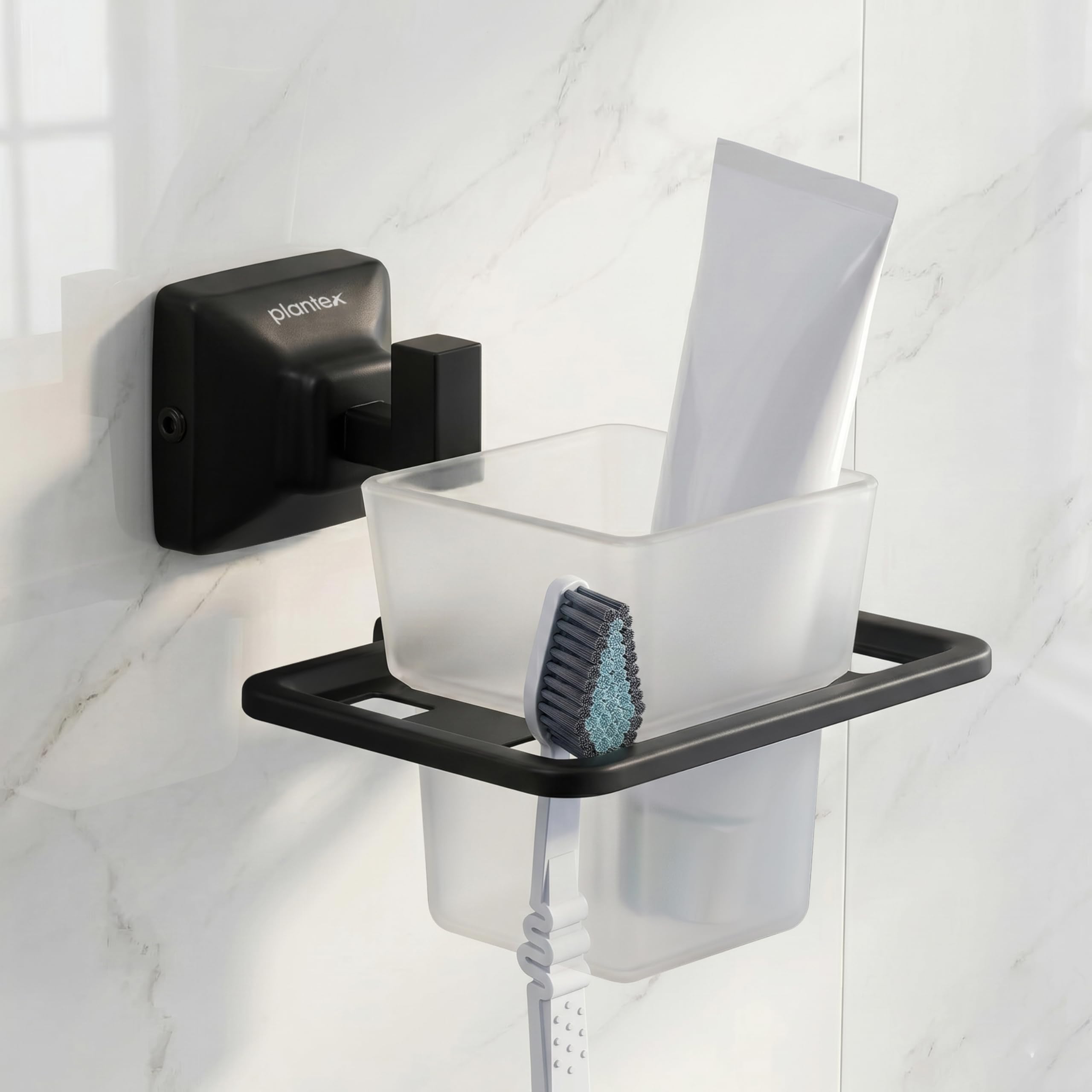 Plantex 304 Grade Stainless Steel Tooth Brush Holder/ABS Tumbler Holder/Tumbler Stand/Bathroom Accessories - Squaro (Chrome) — Amazon image 11