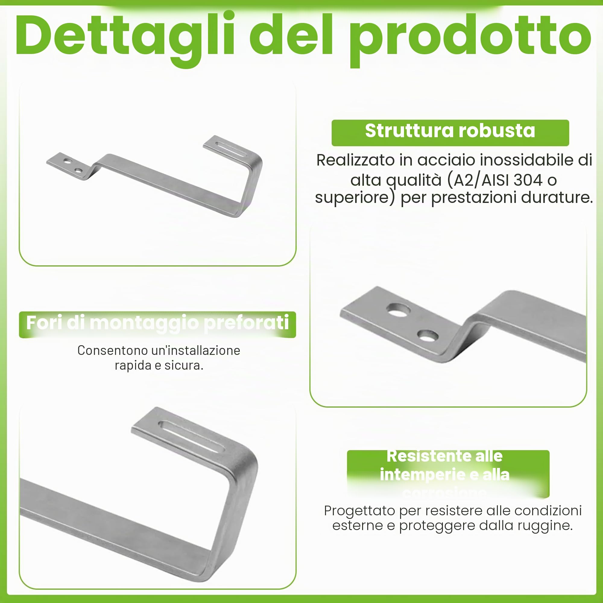 Offgridtec Gancio per tetto in acciaio inox V2a per montaggio a parete di pannelli solari su tegole a coda di castoro