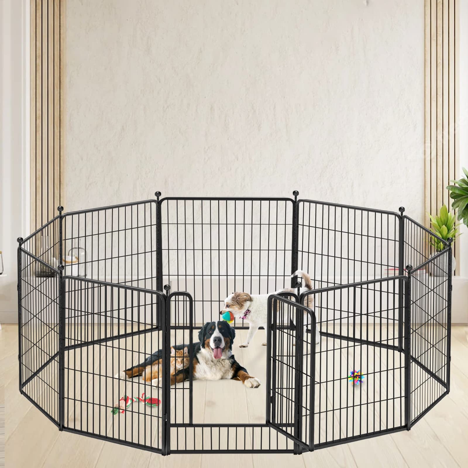 Dog Playpen 32 inch 10 Panels Indoor Dog Pen for Medium/Small Dogs Heavy  Duty Metal Dog Fence Outdoor for Yard, Puppy Playpen with Door Portable Pet