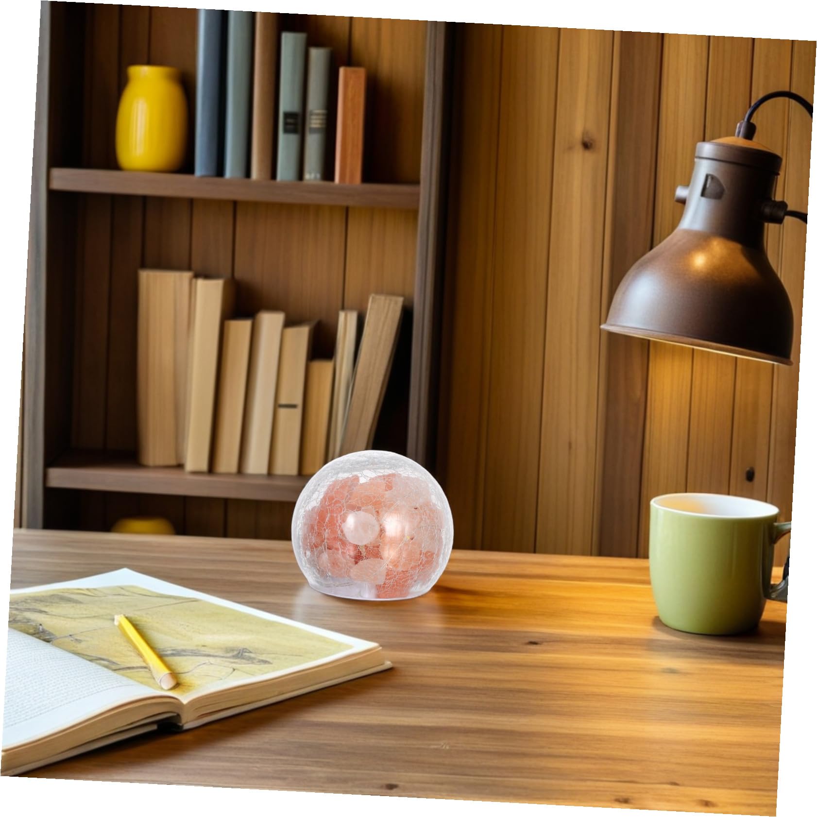 Lampe de Nuit Artistique Cristal D'himalaya Créative, 3 Piles Aa