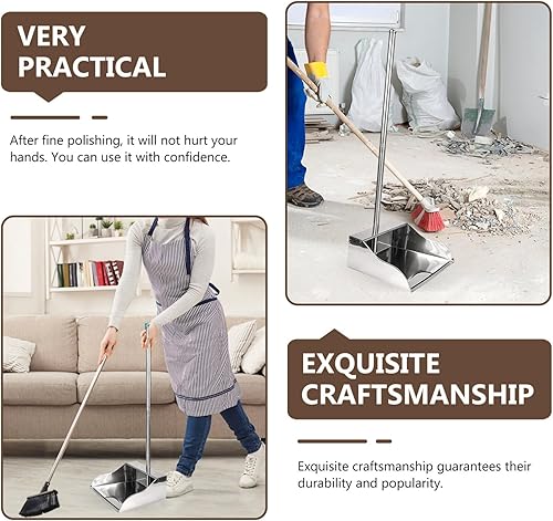 Miniatura 4 de Recogedor Limpieza del Hogar Vertical de Pie Sartén Oficina Cocina Lobby Contenedor de Basura Manija Uso Interior