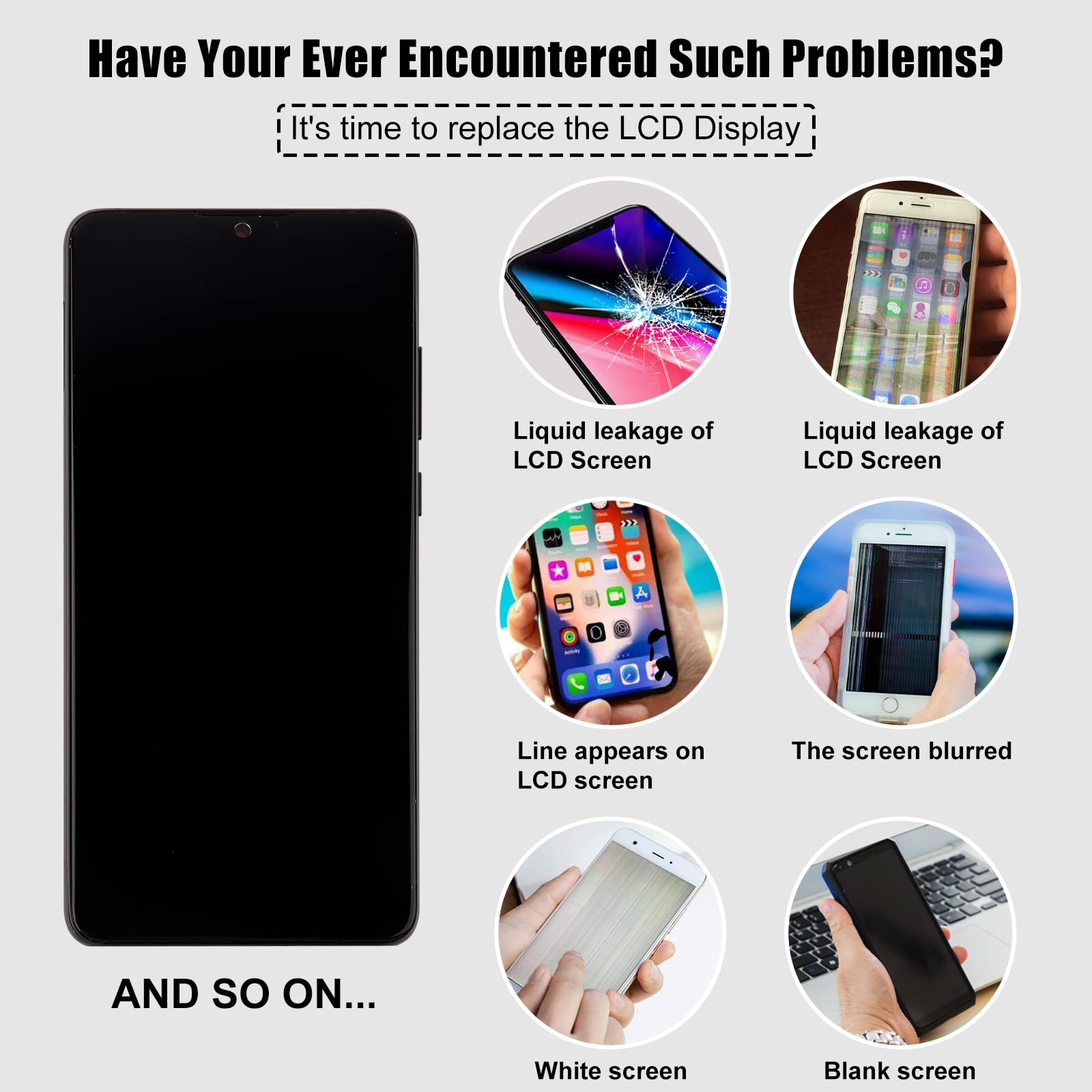 Display LCD compatibile con Huawei P30 Lite Touch Screen Screen Digitizer Assembly Glass + strumenti (nero con cornice)
