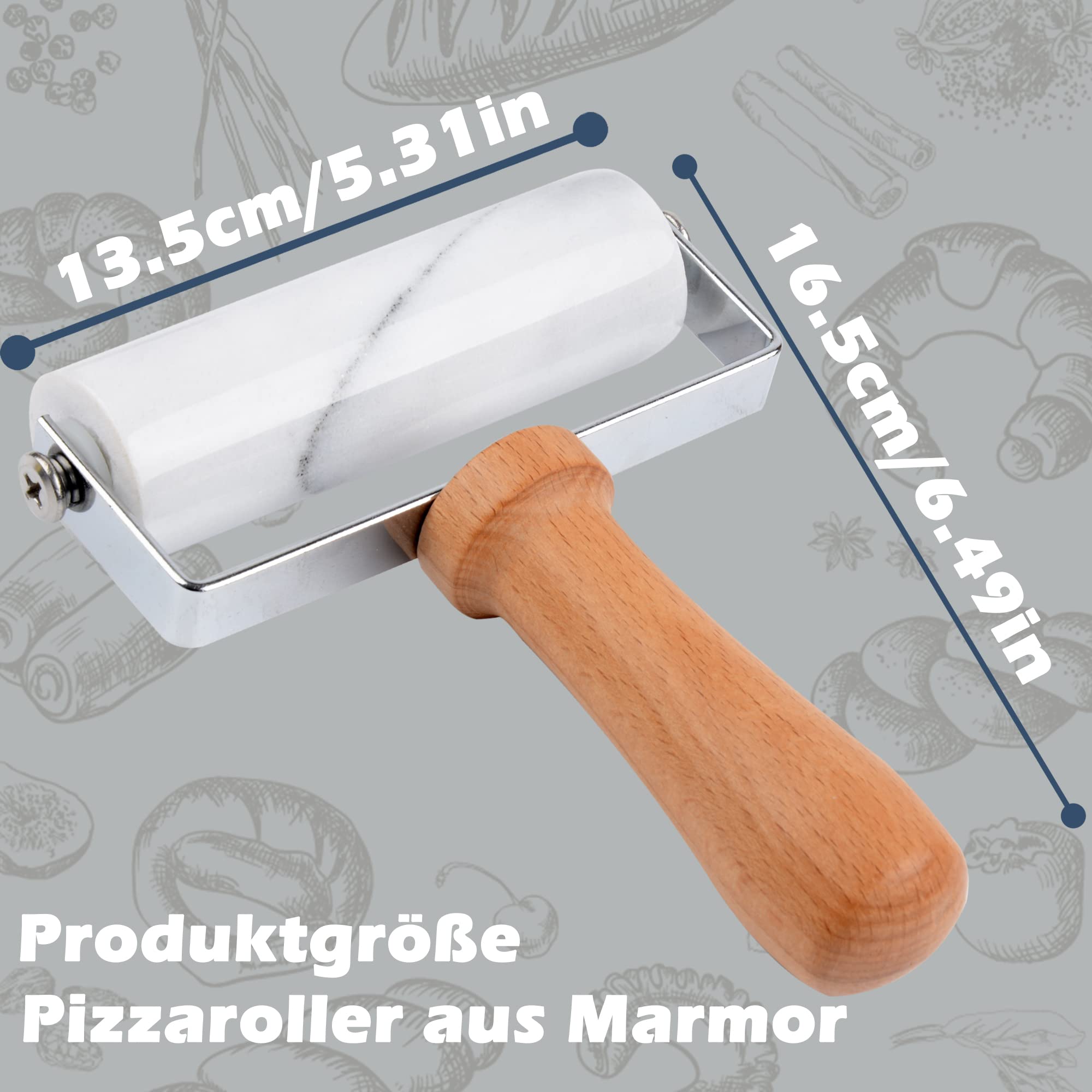Mattarello In Marmo Tianman Per Pizza E Pasticceria – Mini Teglia Inclusa – Colore Nero - 6
