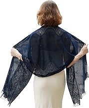 RIIQIICHY Women Wedding Pashmina Shawls and Wraps Ladies Lace Mesh Scarf with Tassels