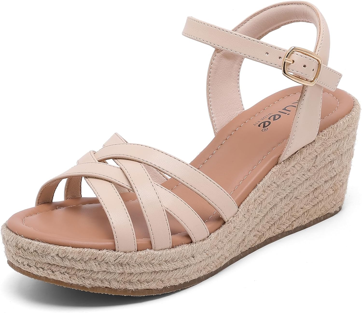 Ruiee Wide Width Wedges Sandals for Women, Summer Platform Espadrille Wedge Heels Comfort Wide Feet Sandal Casual Dressy Ankle Strap Womens Shoes.