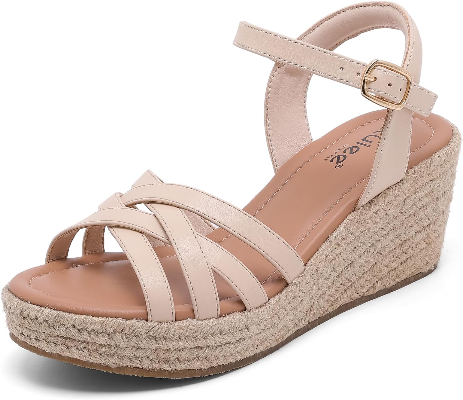 Wide Width Wedge Sandals for Women, Ankle Strap Open Toe Casual Summer Shoes Platform Espadrille Wedge Dressy Womens Sandals.