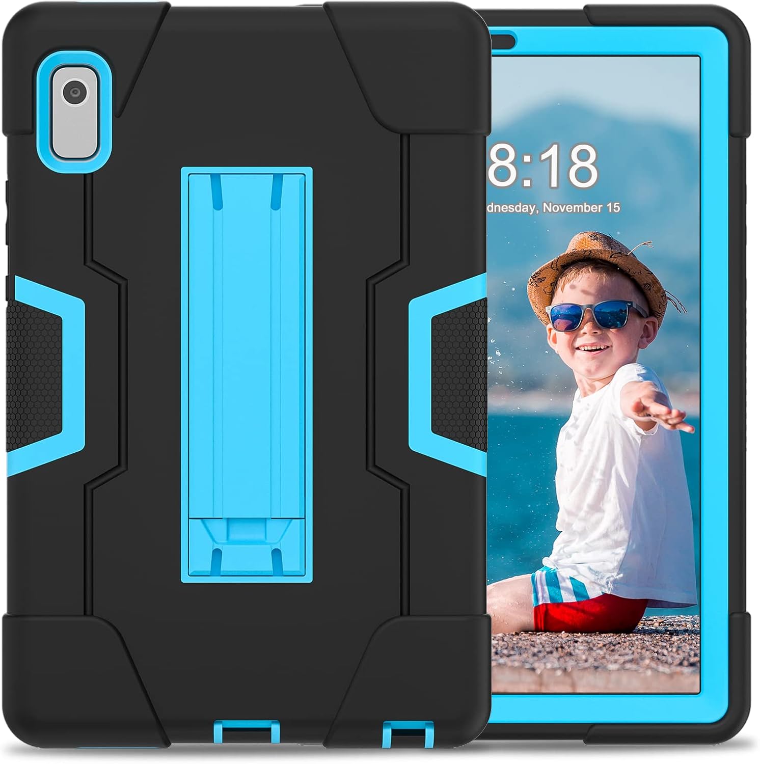 L00KLY Case for Lenovo Tab M9 2023,Case with Screen Protector Kickstand Heavy Duty Cover 3 in 1 Rugged Shockproof Protective Tablet Case for Lenovo Tab M9 9.0 inch 2023 (TB-310FU) (Black/Blue) - Image 2
