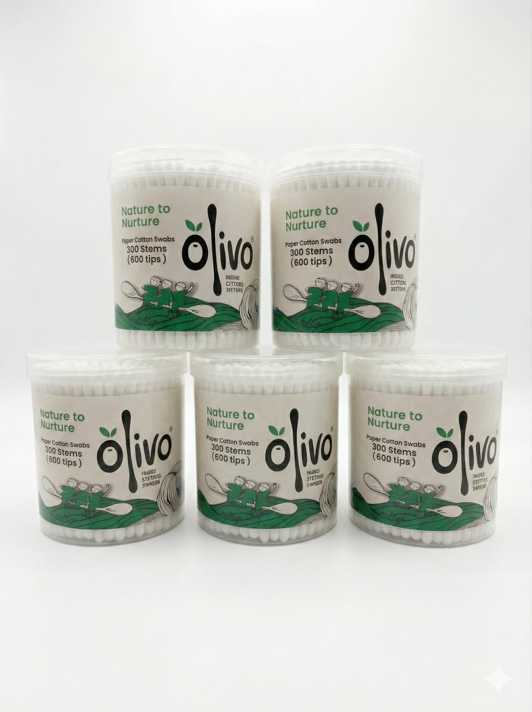 Olivo Paper Cotton Swabs, White, 300 Stems (600 Tips), Double-Tipped, Soft Cotton, Pack of 5-picture-52