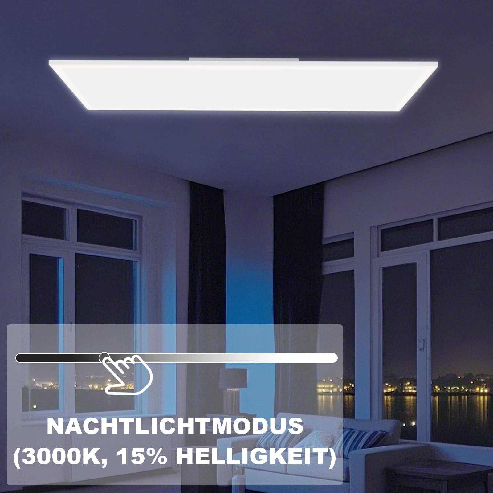 CBJKTX LED Panel 120x30 Dimmerabile - Pannello a Soffitto Lungo Plafoniera | Piatta RGB Cambio Colore Ufficio con Telecomando Lampada da Ufficio 36W Plafoniera per Sala da Pranzo Stanza dei Giochi