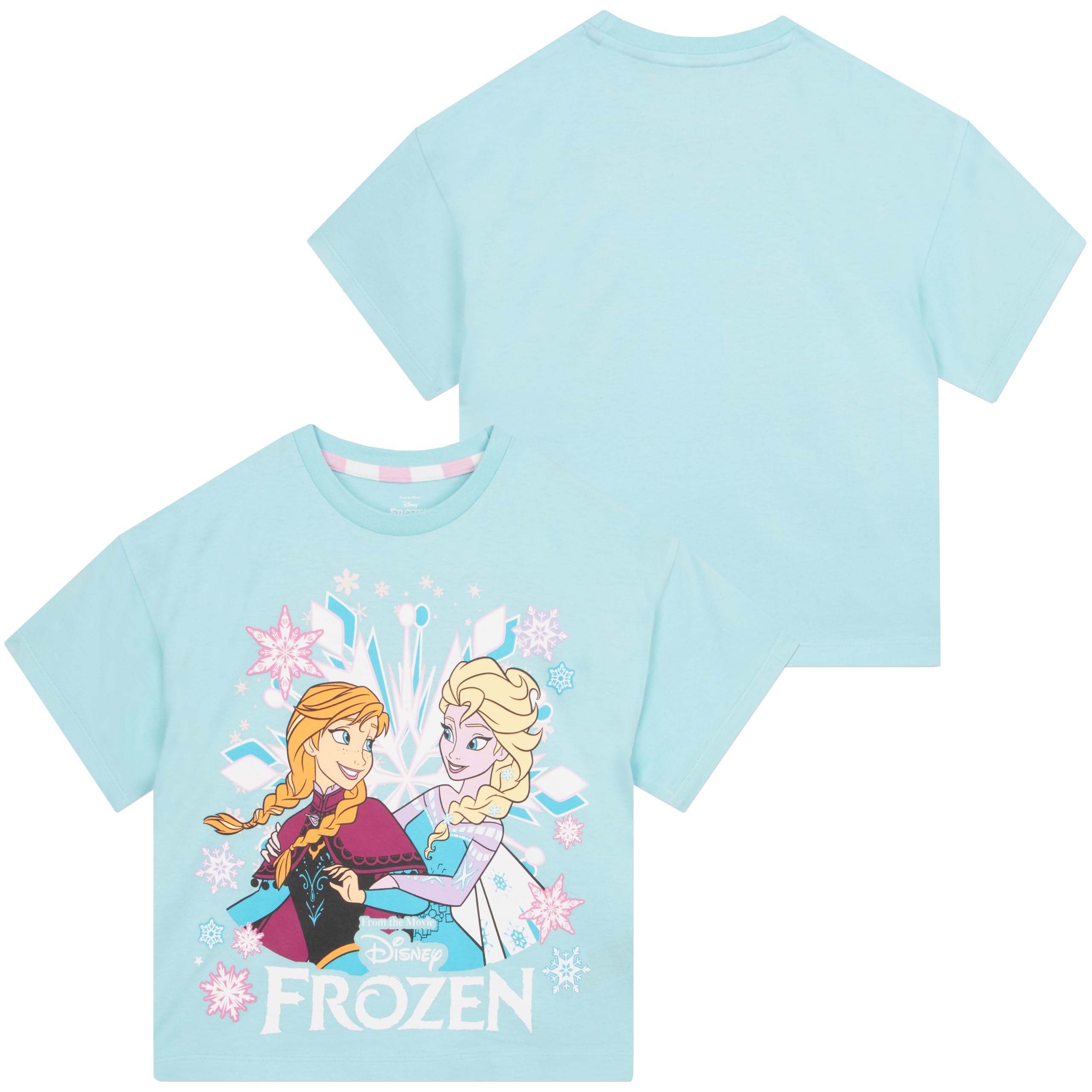 Disney Frozen Pyjama avec Anna Et Elsa, Pyjama Coton Enfant Fille Été avec Short Rayé