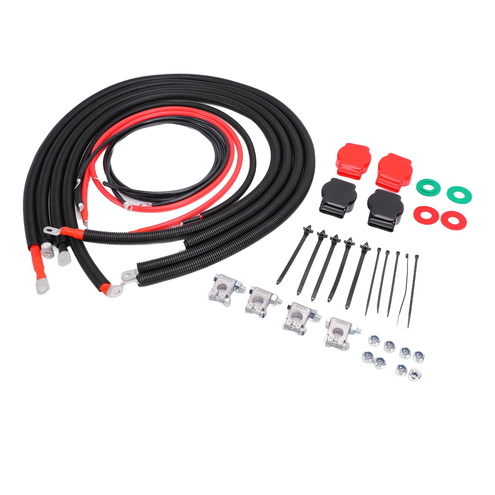 KIMISS Kit de Cables de Batería, Kit de Reemplazo de Cables de Batería de Pvc de Cobre, Compatible con de Arranque Positivos y Negativos