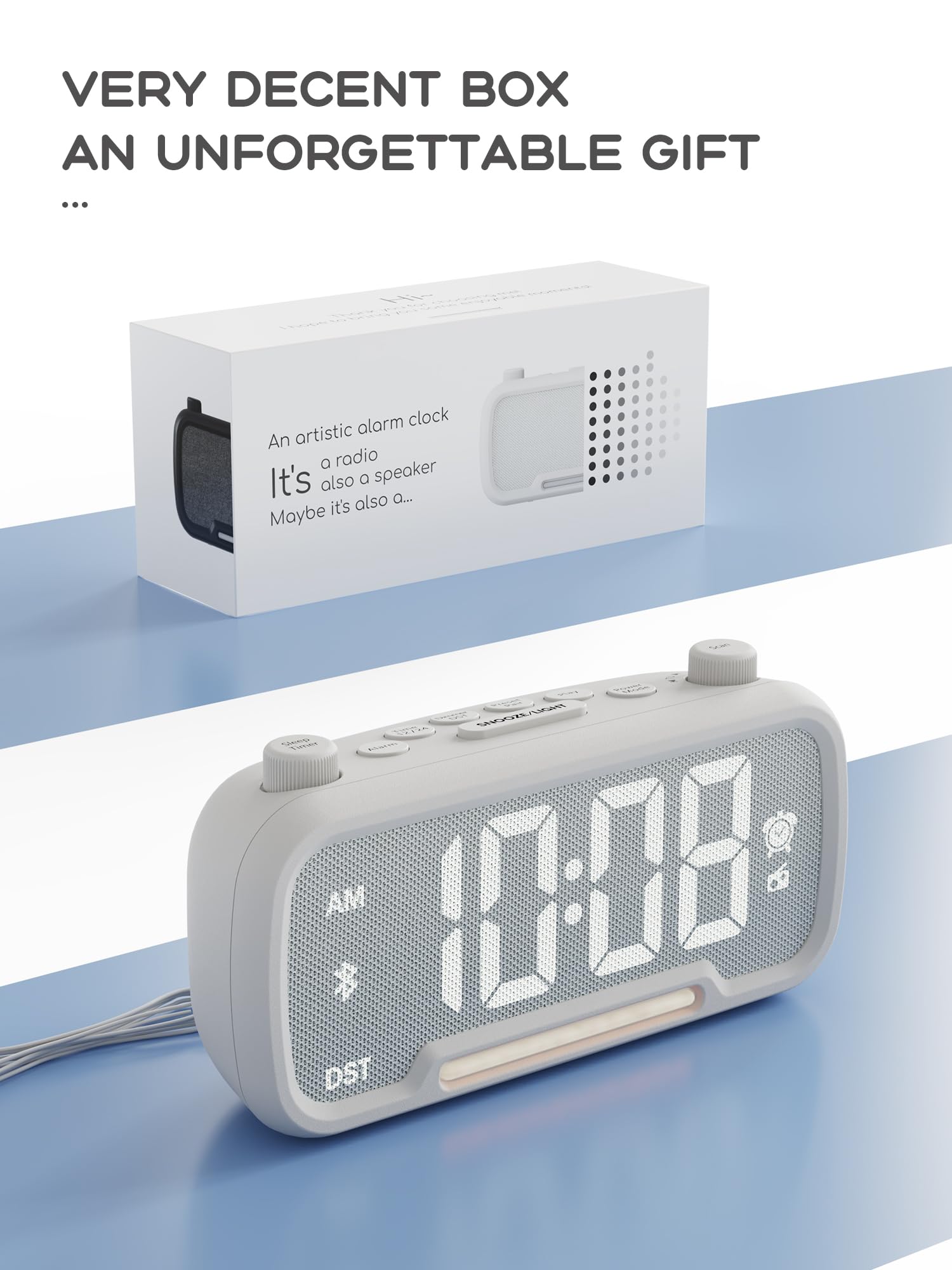 ROCAM Radiosveglia digitale camera da letto con luce notturna calda e Bluetooth, sveglia digitale con luminosità regolabile, snooze, radio FM, sleep timer, porta di ricarica USB A e tipo C