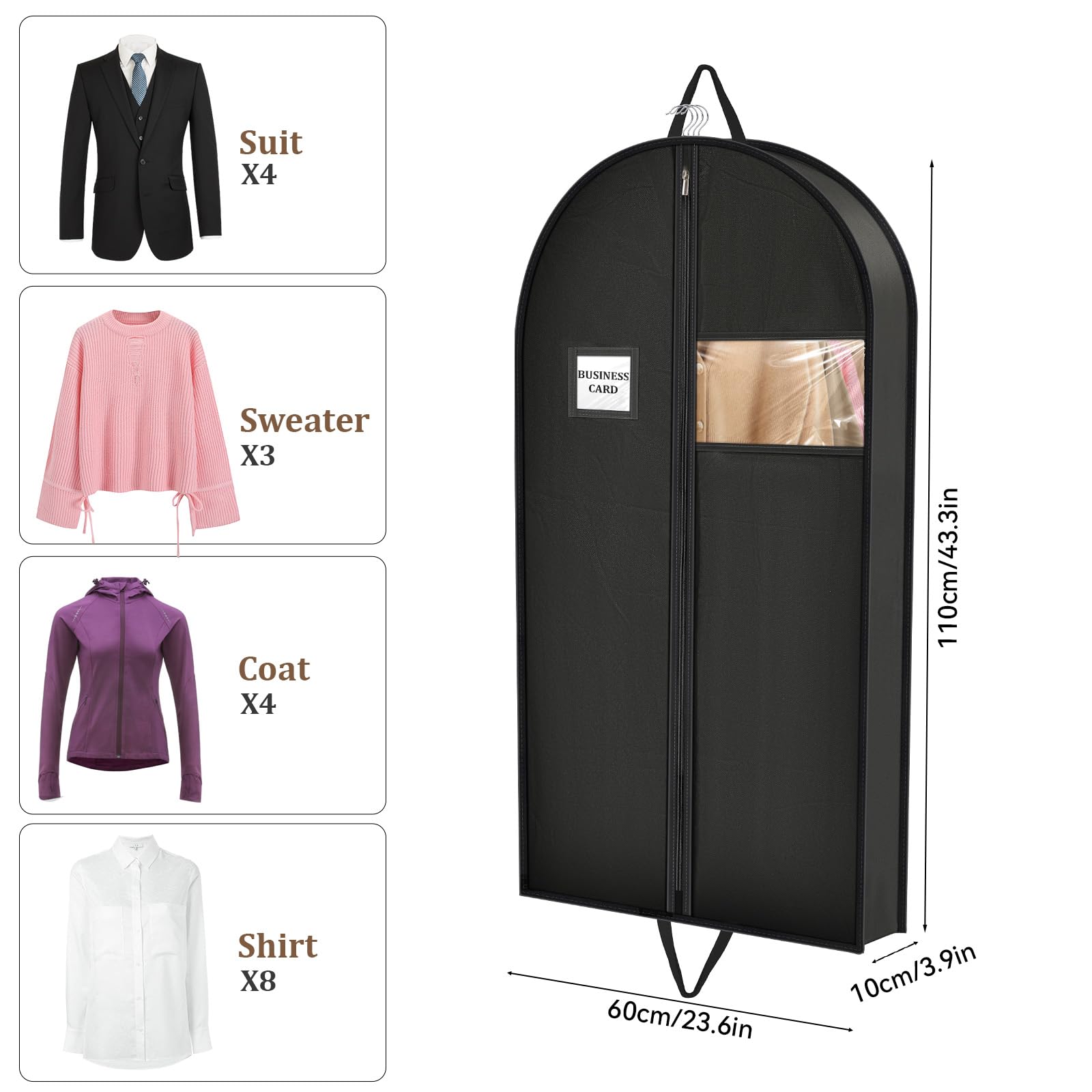 Copriabiti 2 PCS Cotone Custodie per Abiti Con Zip Traspirante Vestiti Sacchetti Antipolvere Copri Vestiti per Armadio Sacchetti Di Stoccaggio per Camicie Cappotti Giacc(Size:150cm+150cm,Color:Piatto