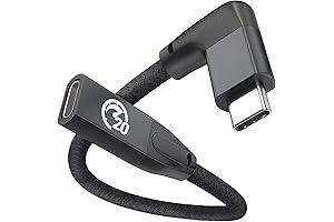 USB C Male to USB C Female Extension Cable: Flexible 0.6FT 90 Degree Adapter