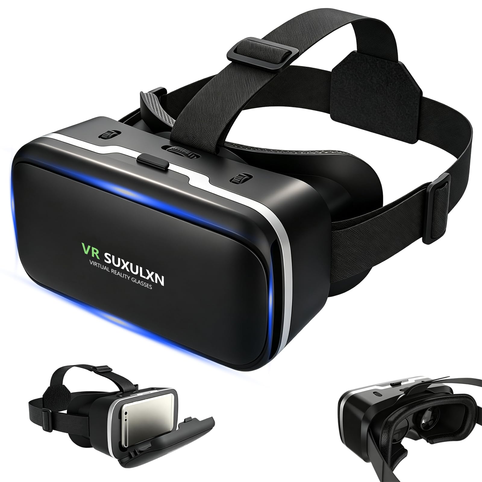 VR Brille Handy, Anfänger 3D Virtual Reality Headset für iPhone & Android 4,7-6,8 Zoll, HD Anti-Blaulicht-Linsen, IPD/Objektabstand einstellbar, ergonomisch für Spiele Filme Kinder 8-16 Jahre