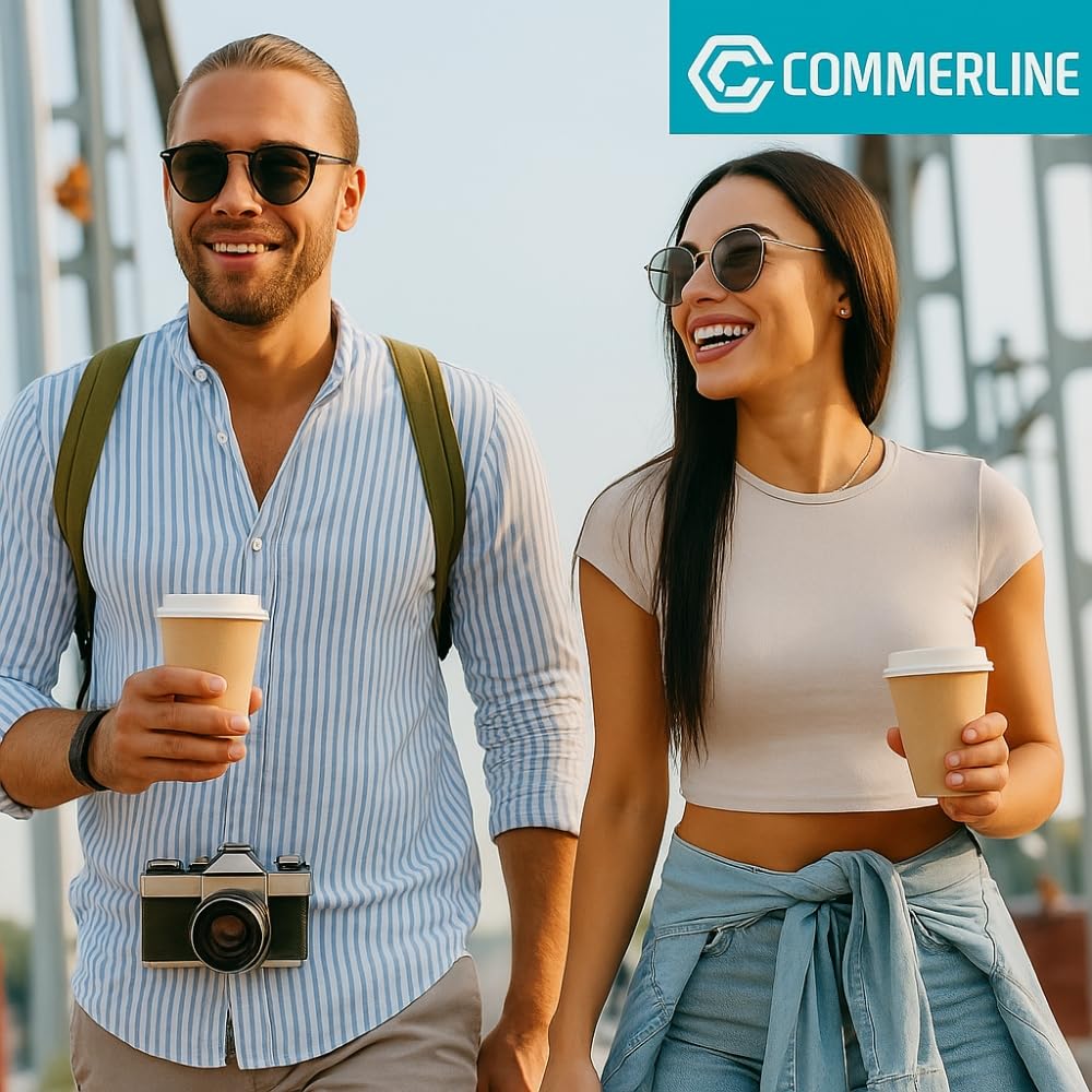 Commerline 1000 Pezzi Tazze Da Caffè to go | 200 ml | Colore Marrone | Bicchieri Usa e Getta in Carta Kraft | Bicchieri Per Caffè E Tè