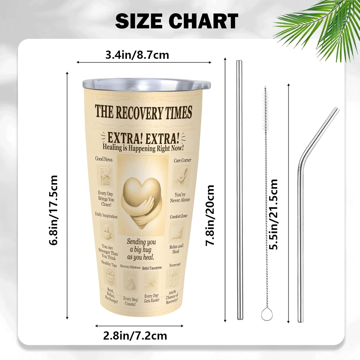 Recovery Gift – 20oz Insulated Stainless Steel Tumbler with Lid, Get Well Soon Cup, Surgery Encouragement, Travel Coffee Mug for Women Men - Image 4