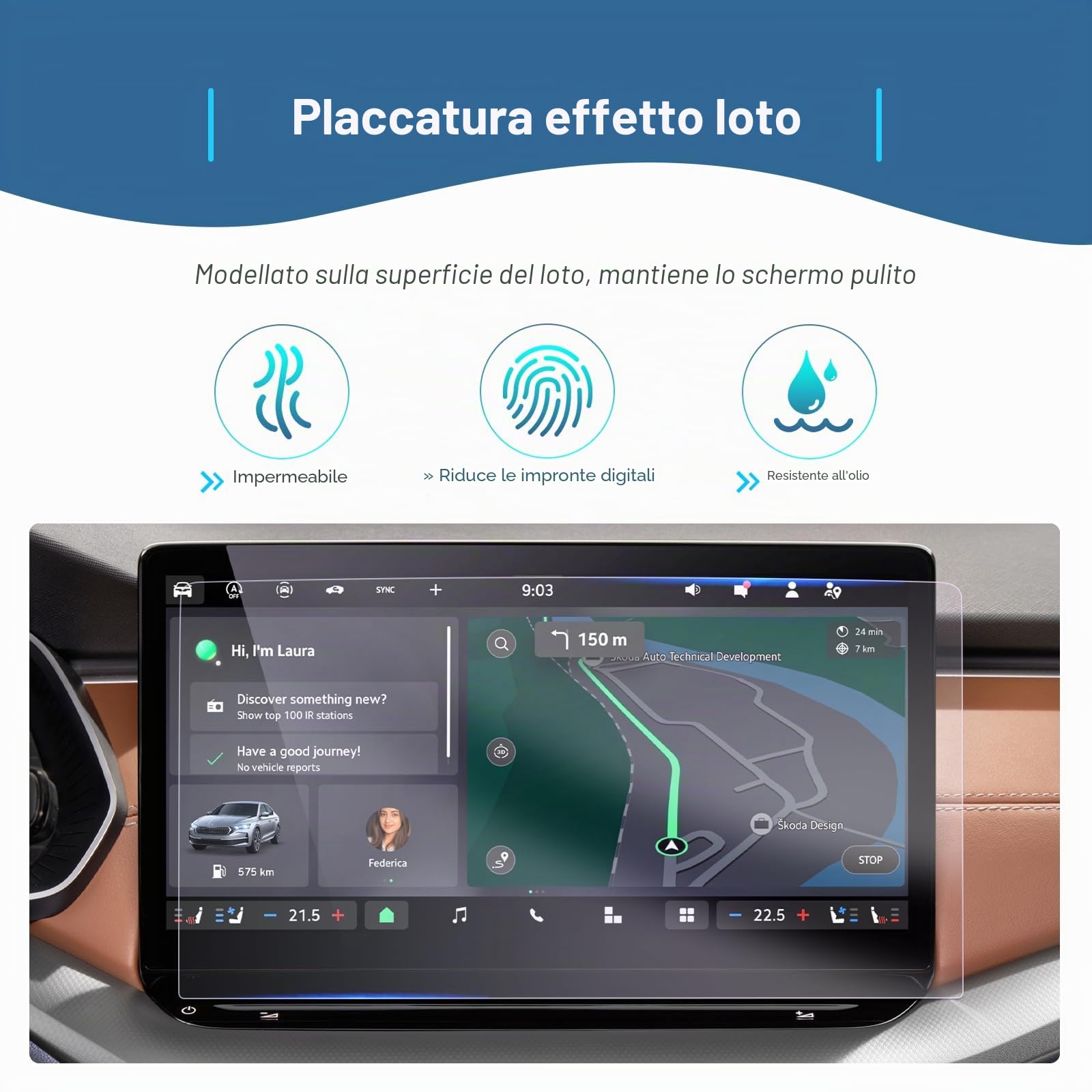 GAFAT [Facelift 2025] Compatibile con Skoda Octavia 4 RS/Combi 2025 2026 13" Pellicola Protettiva per Navigazione, Octavia iV 2024 13" Touchscreen Nano Pellicola, Antiurto, 6H Anti-Graffio (2 Pezzi)