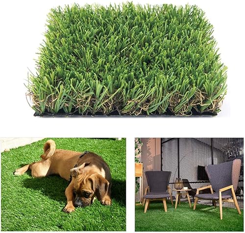 Tapete de césped artificial de tamaños personalizados de lujo Tamaños 70 onzas 198 Kg de peso agujeros de drenaje y respaldo de hule césped