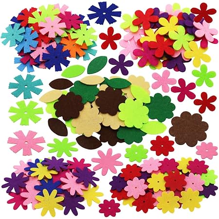 SOOKOO 5 Shapes 150 PCS Felt Flowers Fabric Flower Embellishments for DIY Crafts Sewing Handcraft, Assorted Color