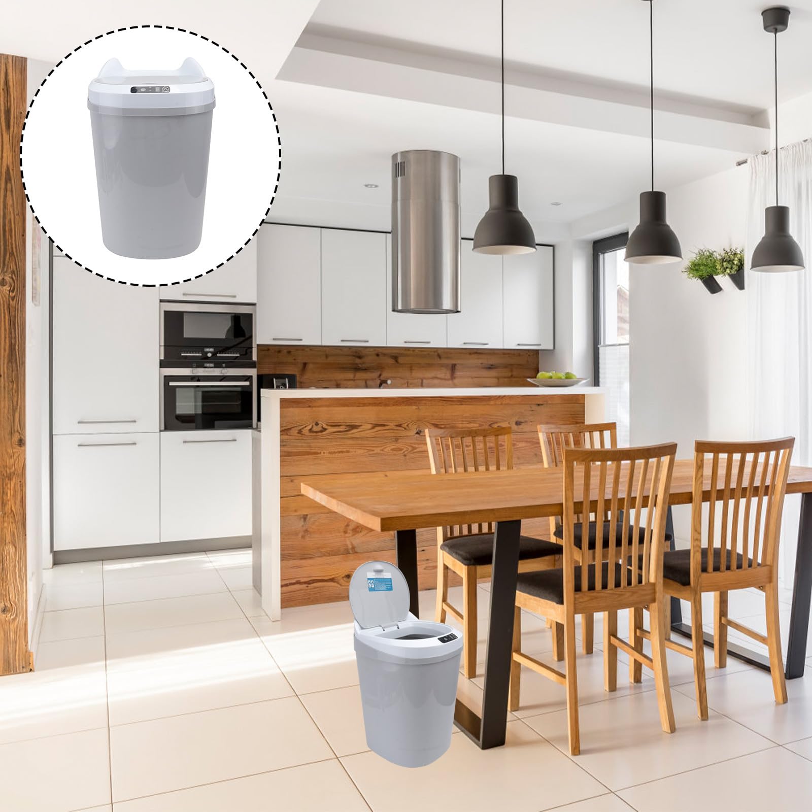 NUOBESTY Intelligenter Sensor Abfalleimer 17l aus Pp mit Akku | Automatisches Öffnen und Schließen, für Zuhause und Hotel, Inklusive Wiederaufladbarem Batteriepaket