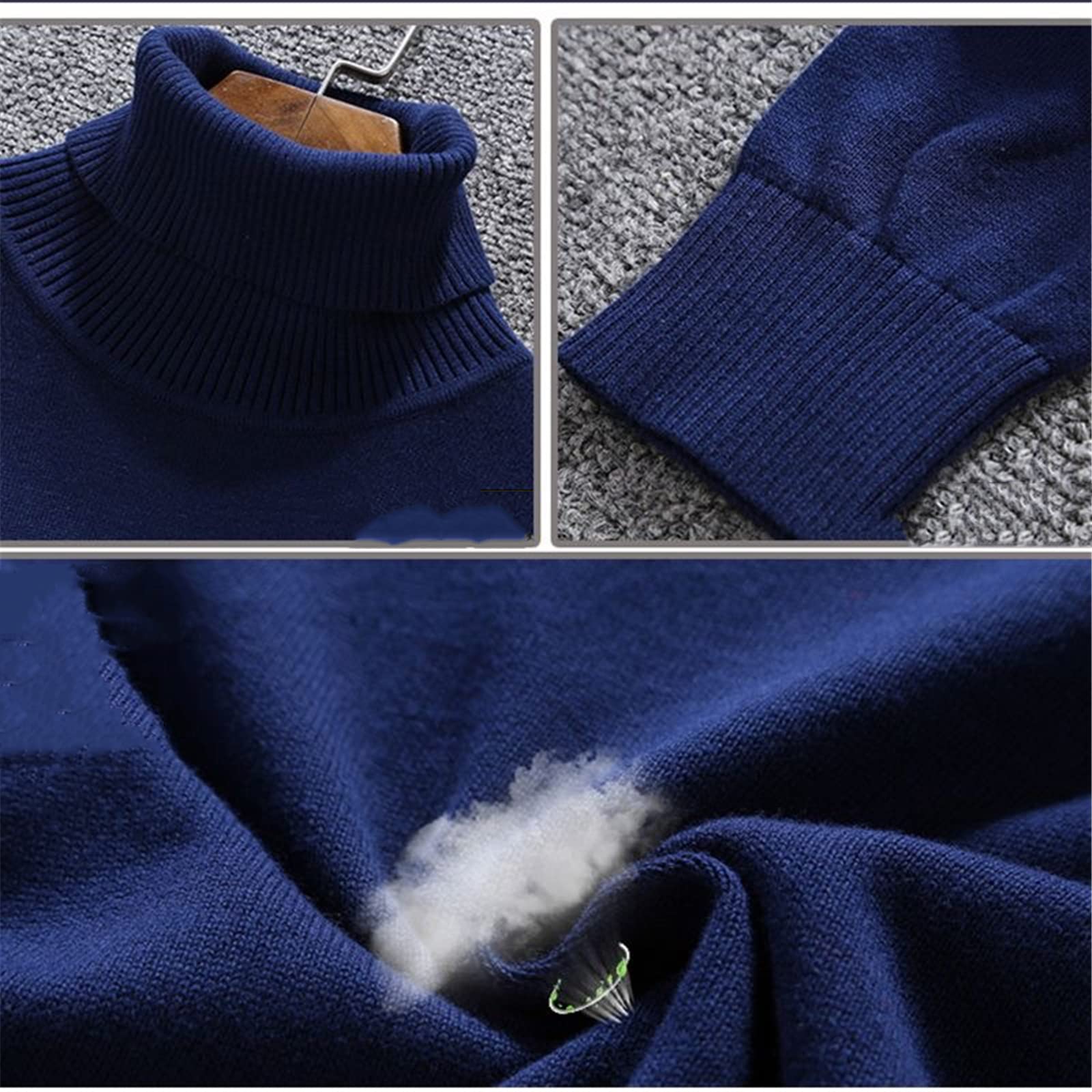 Vogrtcc Suéter de cuello alto cálido de invierno para hombre, suéter de punto elástico de otoño, Gris 369 A, XXXL