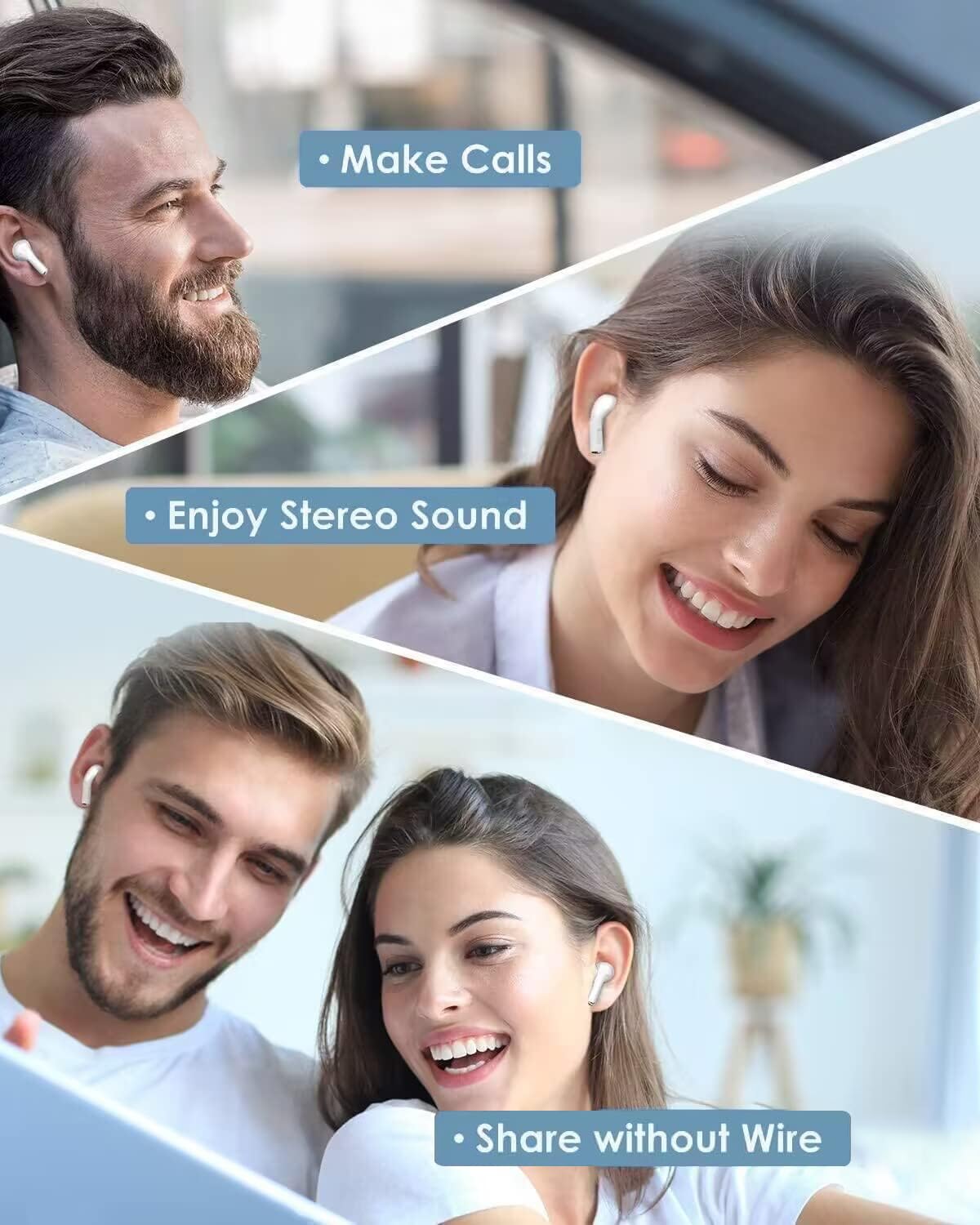 Wireless Earbuds, Bluetooth 5.4 HiFi Stereoin Ear Headphones with 4 ENC Noise Cancelling Mics,48H Playtime Bluetooth Earbuds,Touch Control Ear Buds,IPX8 Waterproof Wireless Headphones for Android/iOS — view 8