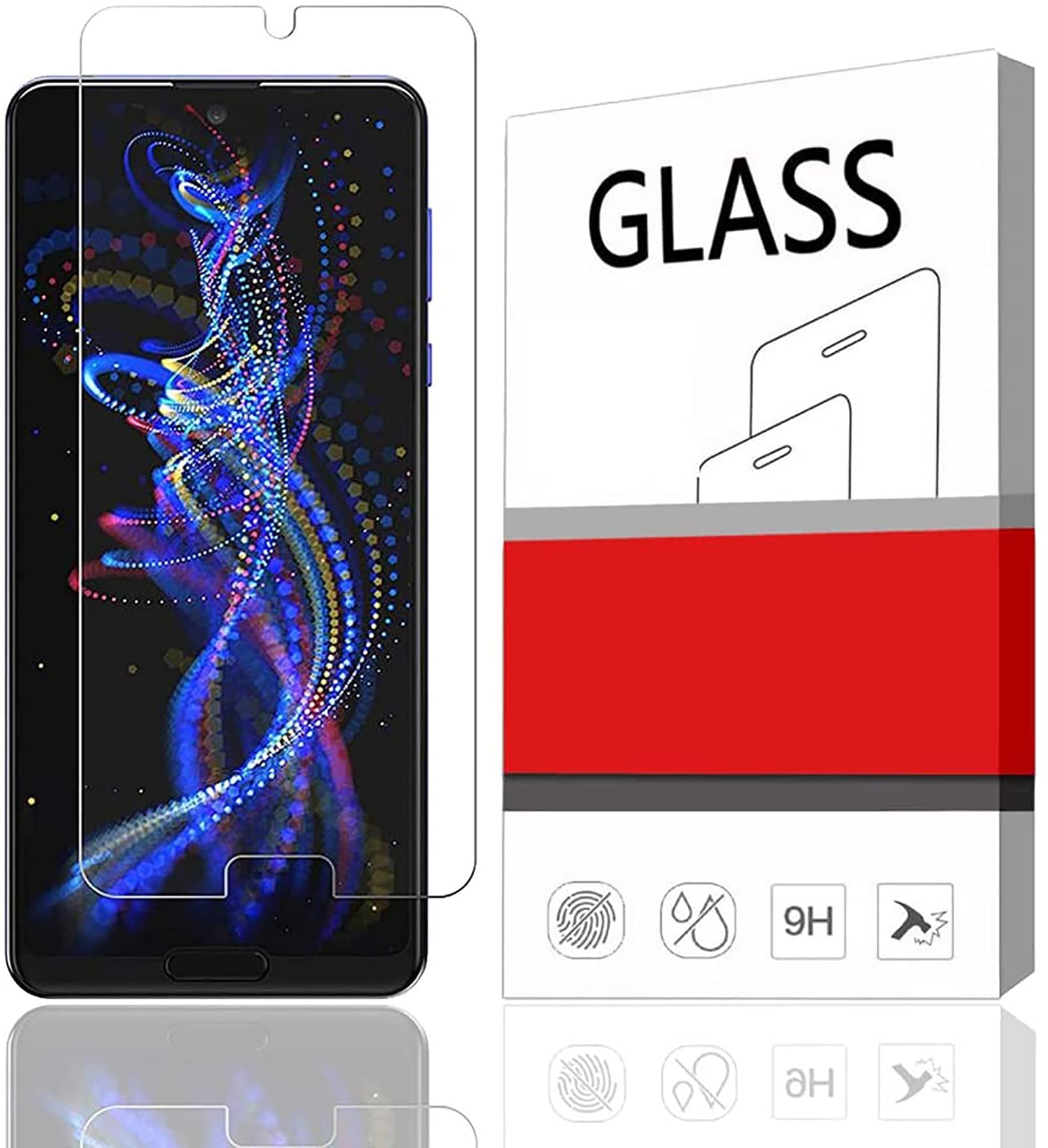 AQUOS R5G ガラスフィルム SH-51A / SHG01 強化ガラス AQUOS R5G 対応 硬度9H 高透過率 日本旭硝子素材AGC 気泡ゼロ 飛散防止処理