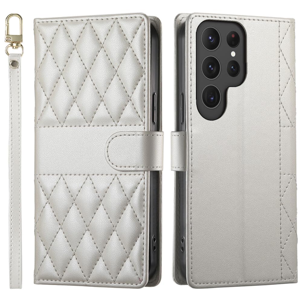 Étui en cuir durable pour iPhone et Samsung S20 Ultra blanc