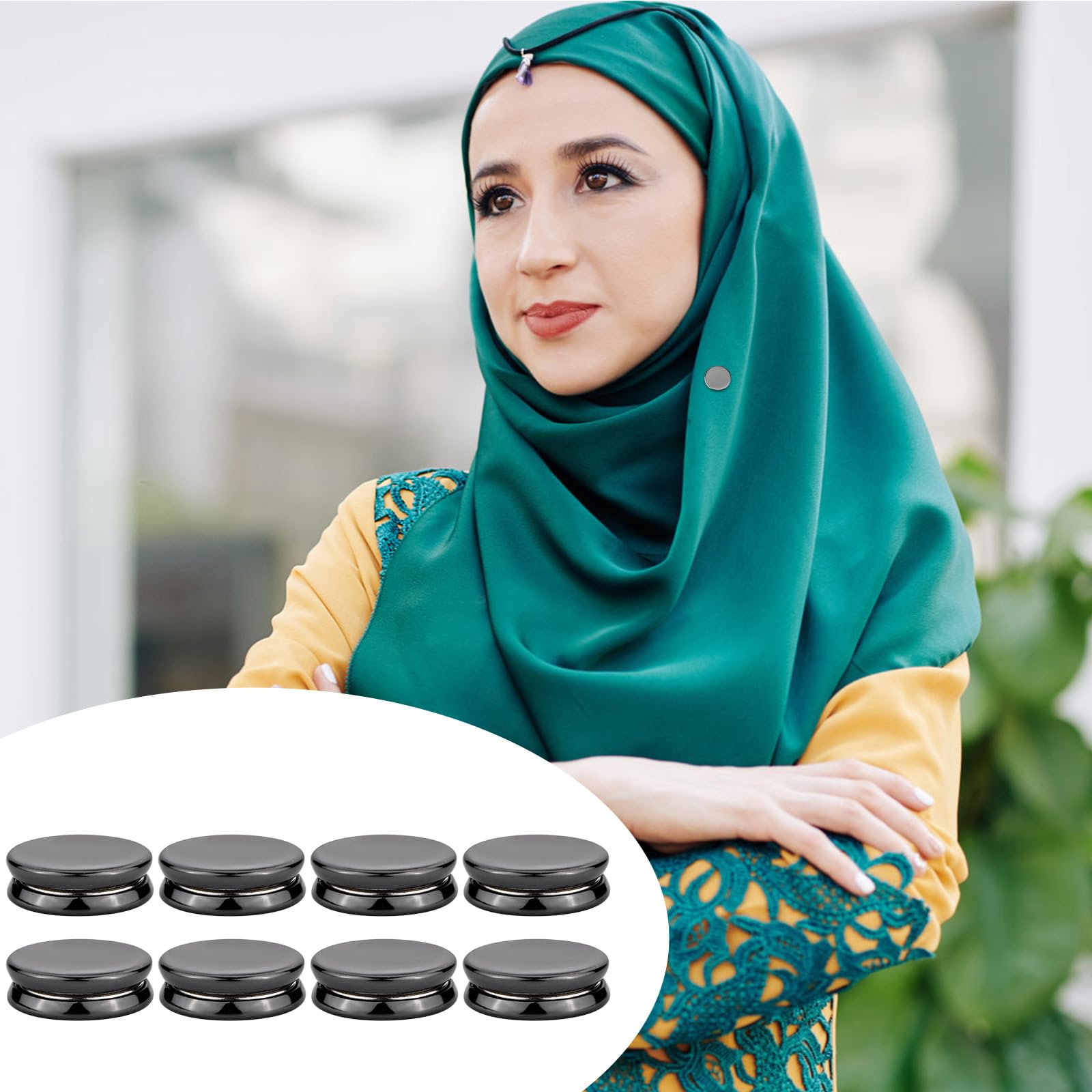 8 Sztuk Przypinki Magnetyczne do Hidzabu, 1,4 cm Uniwersalne Magnetyczny Klips do Szalika Bez Magnesów do Hidzabu Zapiecie Magnetyczne do Szalika Broszka Bez Pinów dla Kobiet