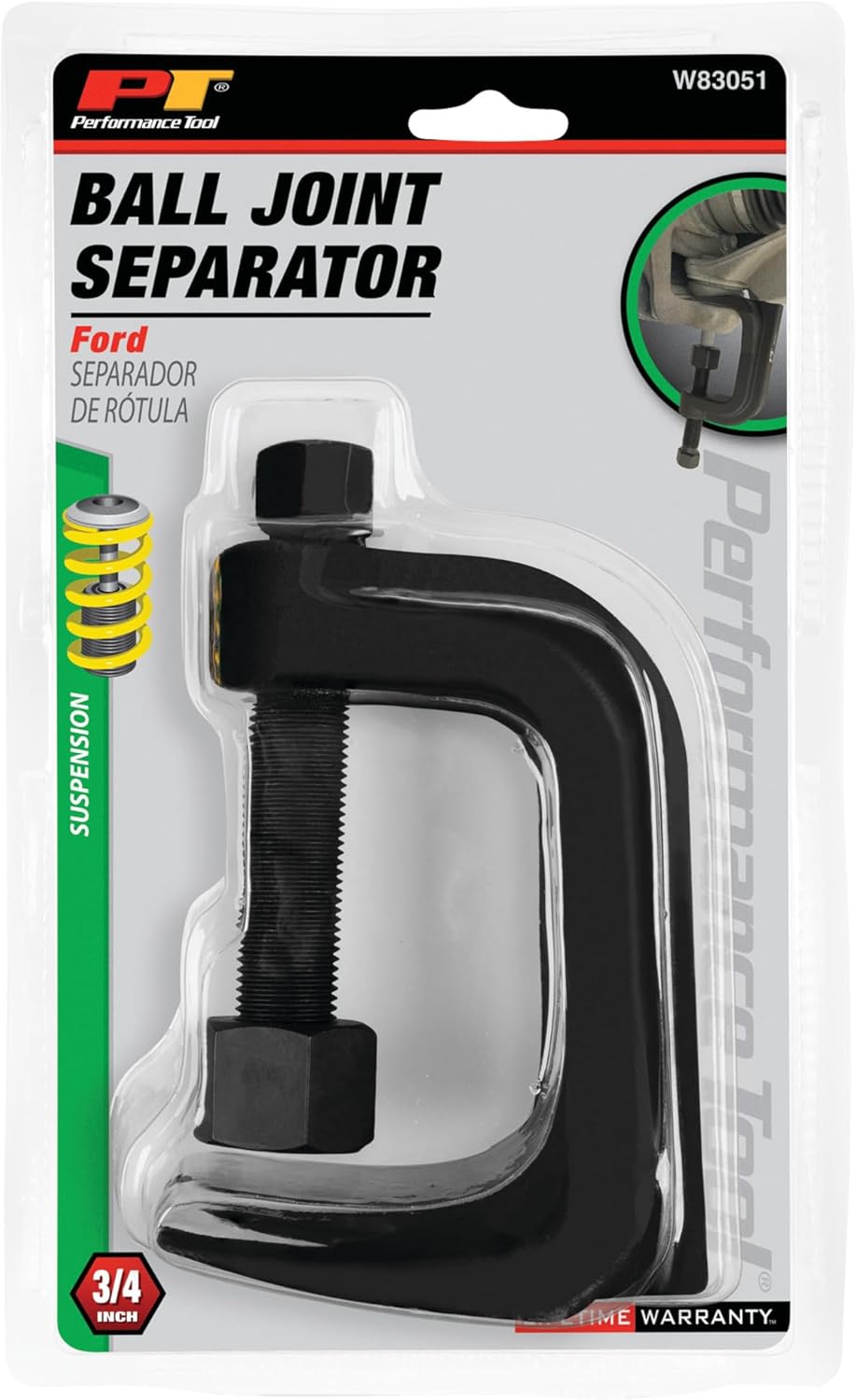 Performance Tool W83051 Low-Profile Ball Joint Separator, Forged Steel, 2-3/8 in. Jaw, Black