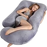 BATTOP Pregnancy Pillow for Sleeping,Full Body Maternity Pillow with Removable Washable Cover,Support for Back,HIPS,Legs,Belly for Pregnant Women A-velvetgrey