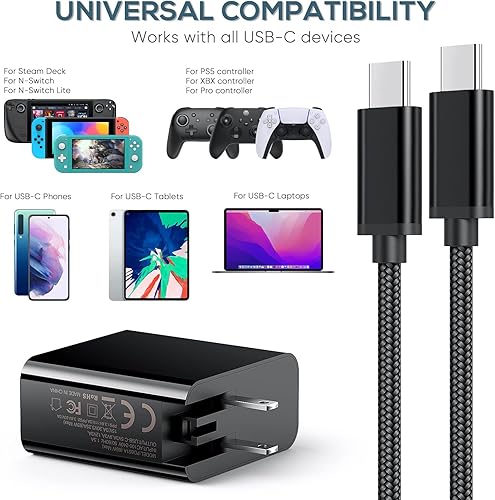 Miniatura 3 de Cargador rápido de 65 W y 45 W para cubierta de vapor adaptador de corriente alterna cargador de pared de viaje con cable de carga adaptador USB C a