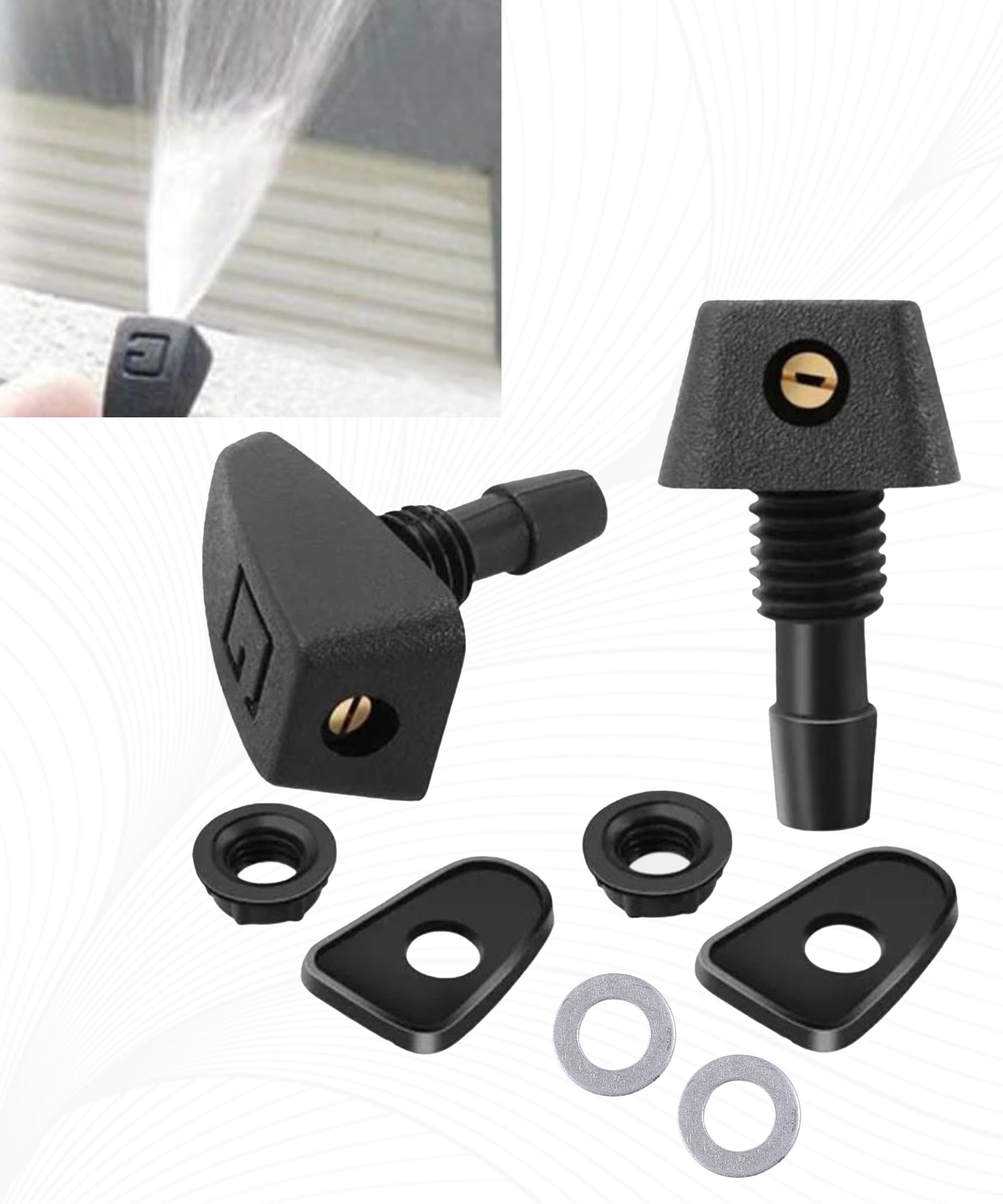 2PCS Accessoires Auto,Buses de Jet de Lave-glace,Kit de Réparation du Tuyau D'essuie-glace,Connecteur de Tuyau de Lavage,Réglage de la Buse D'essuie-glace,Convient à la Plupart des Véhicules