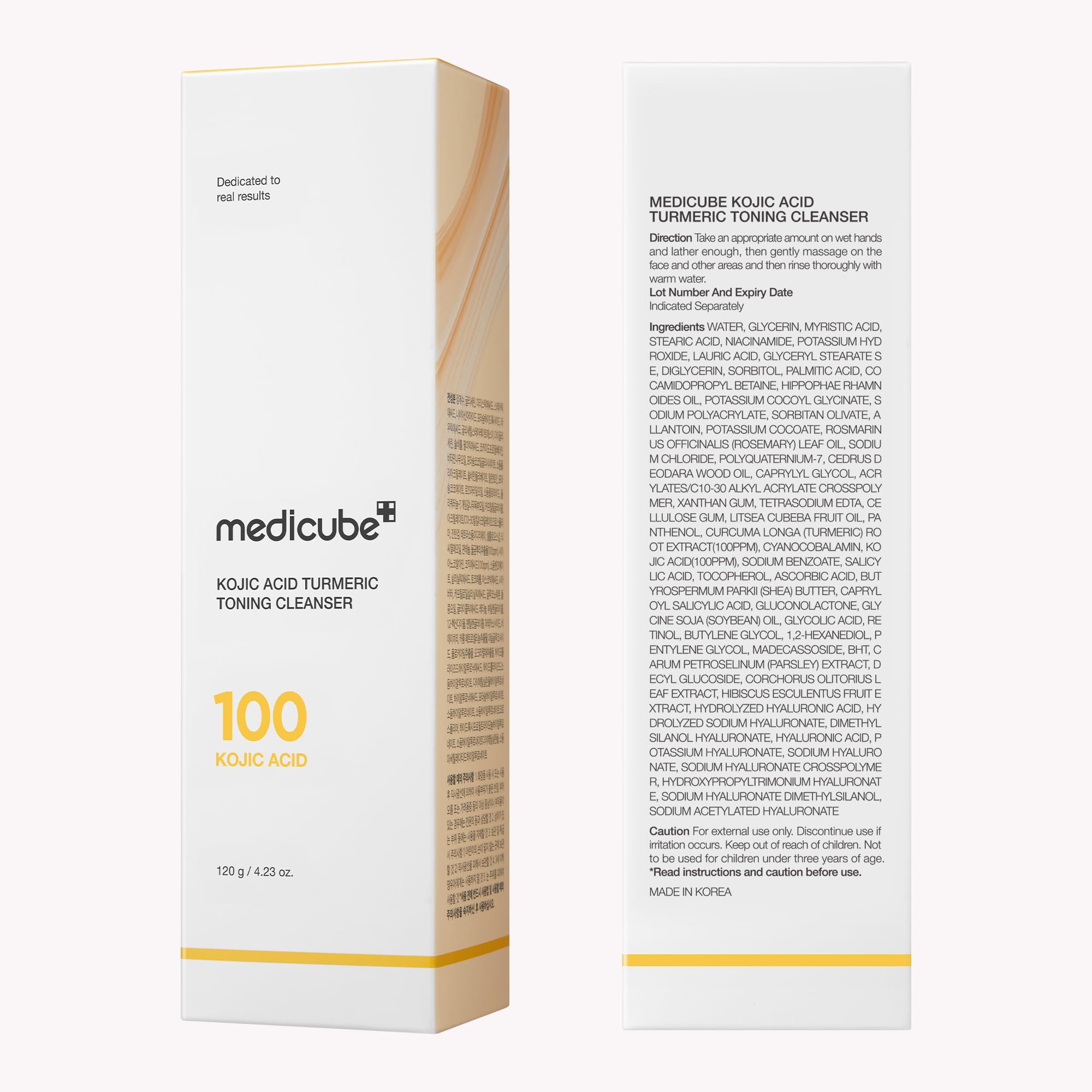 medicube Kwas kojowy kurkuma Whip Cleanser oczyszczanie twarzy 120 g | Pianka oczyszczająca z kwasem kojowym i kurkumą, pielęgnacja cery, do pielęgnacji po spocie, koreańska pielęgnacja skóry